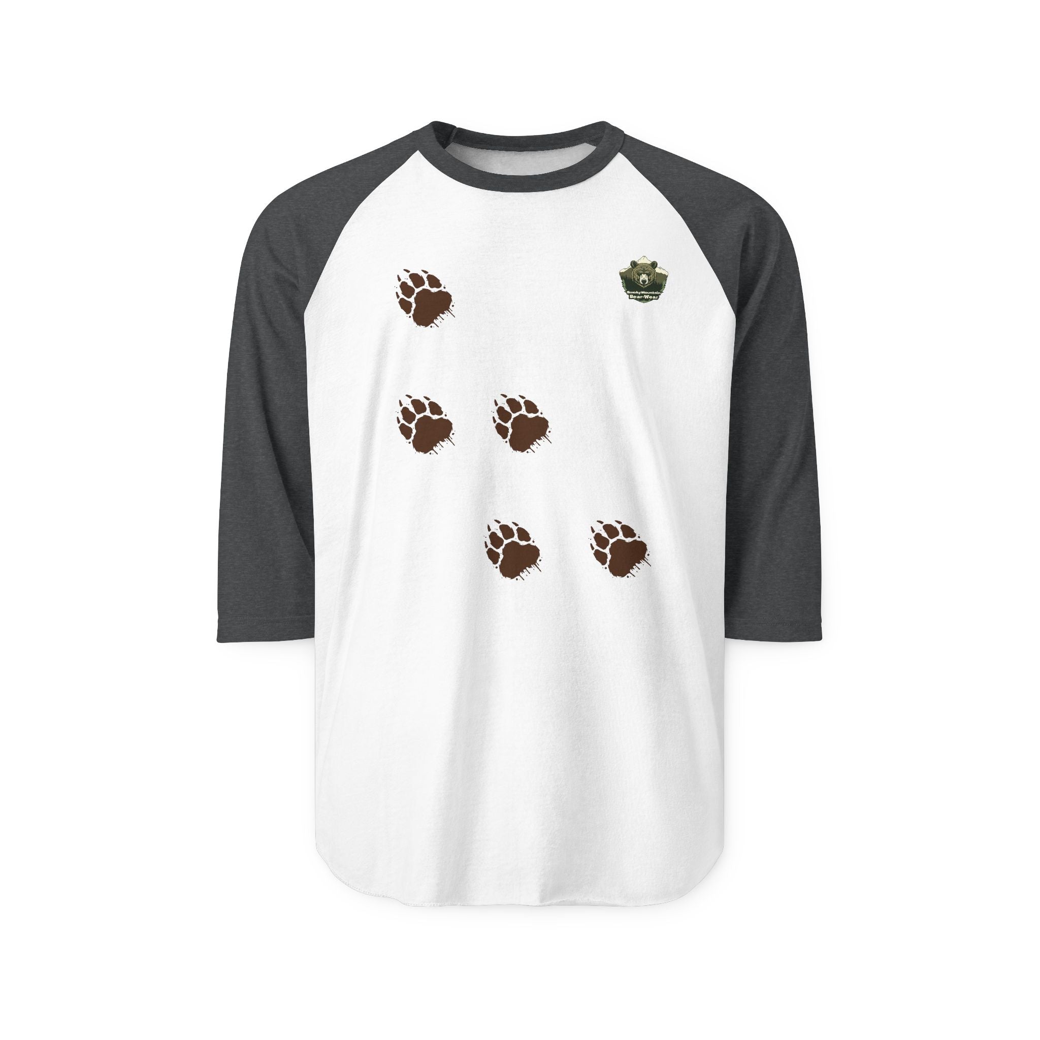 Bear Paw Tracks Unisex Raglan Shirt | Muddy Wildlife Trail Tee