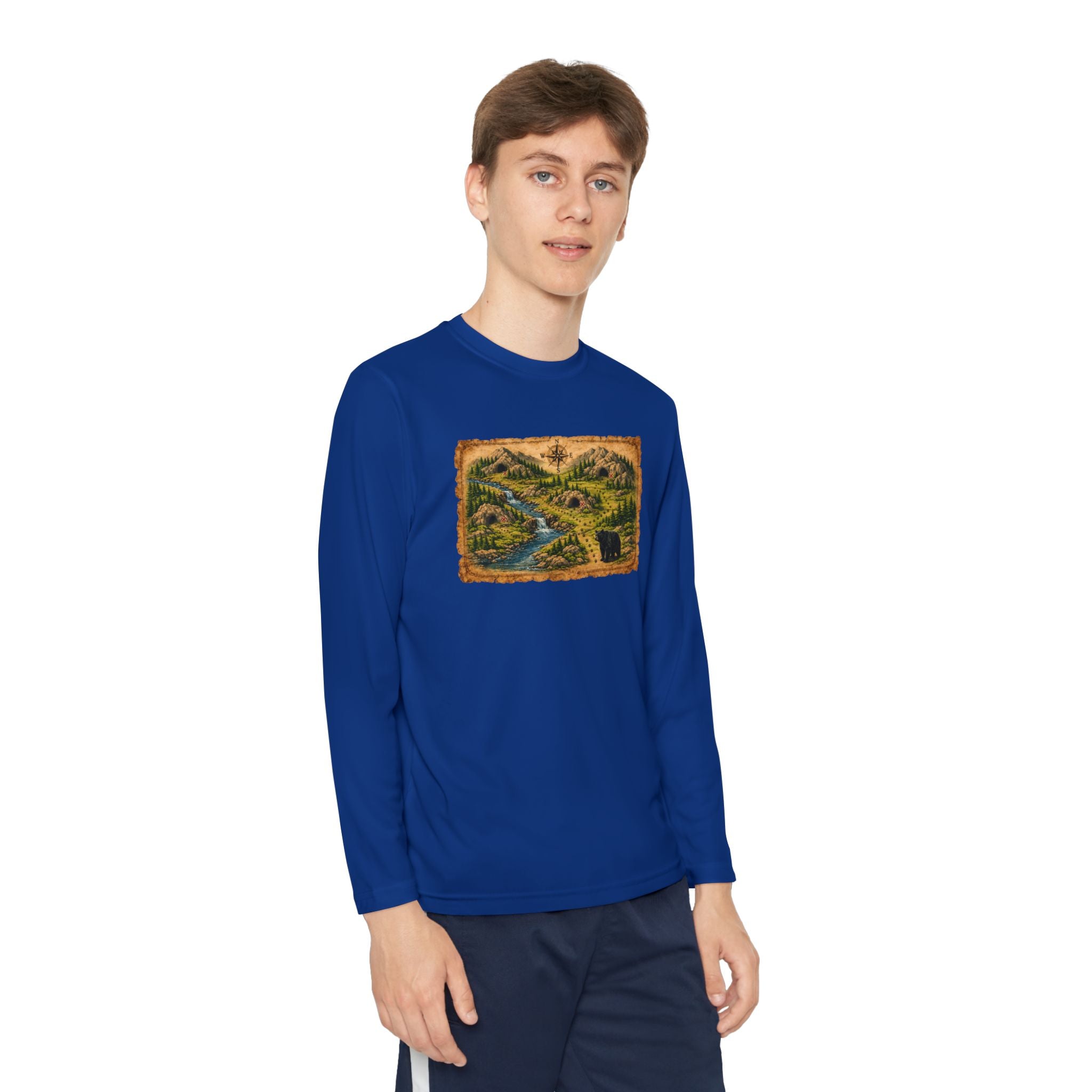 Youth Long Sleeve Tee — Bear Cave Treasure Map