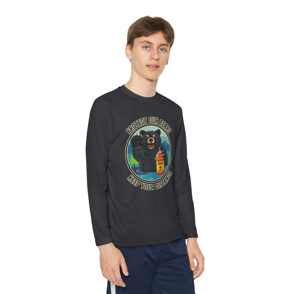 Youth Long Sleeve Tee — "Protect Our Bears, Keep Your Distance" Wildlife Conservation Shirt
