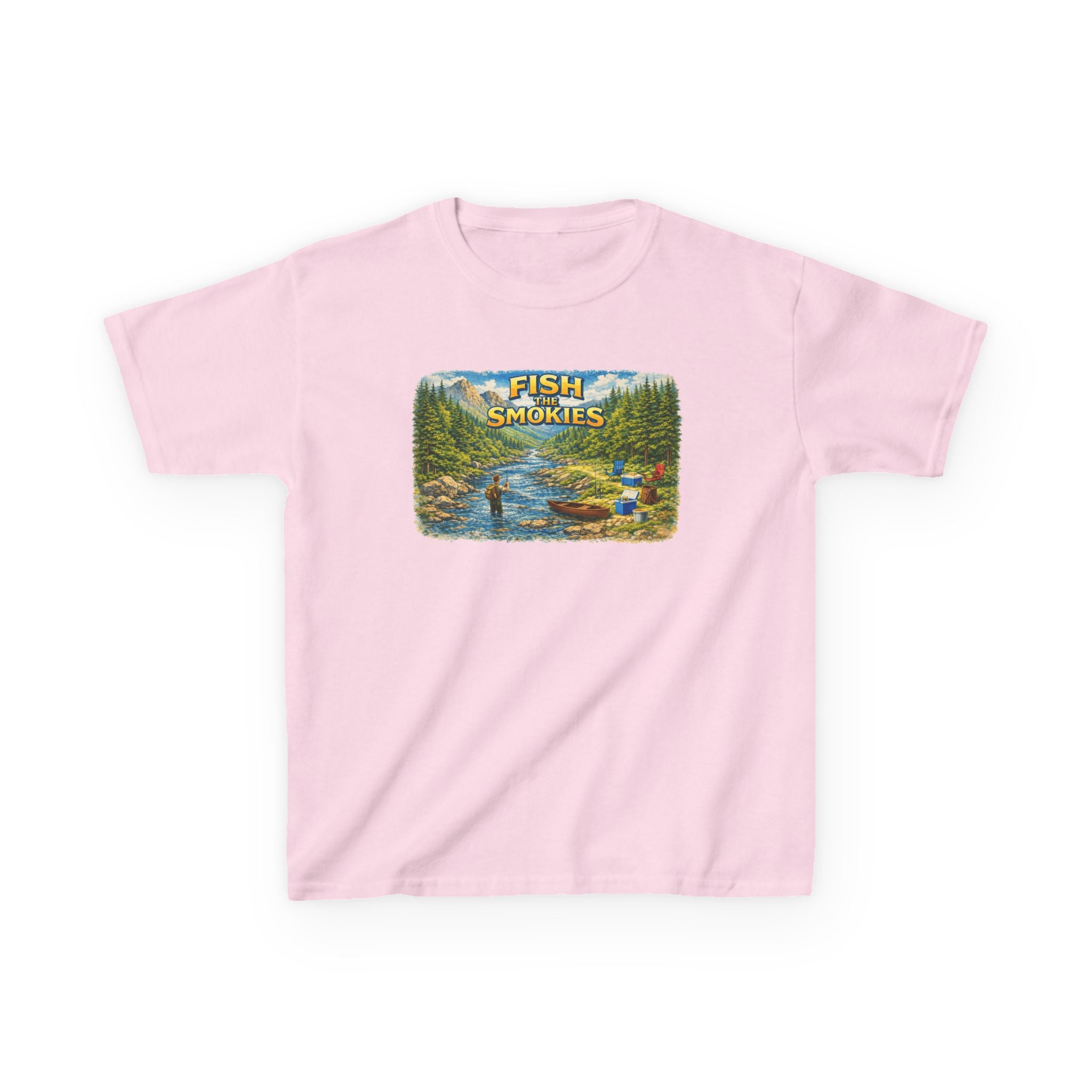 Kids T-Shirt - 'Fish The Smokies' River Fishing Graphic Tee for Outdoorsy Kids
