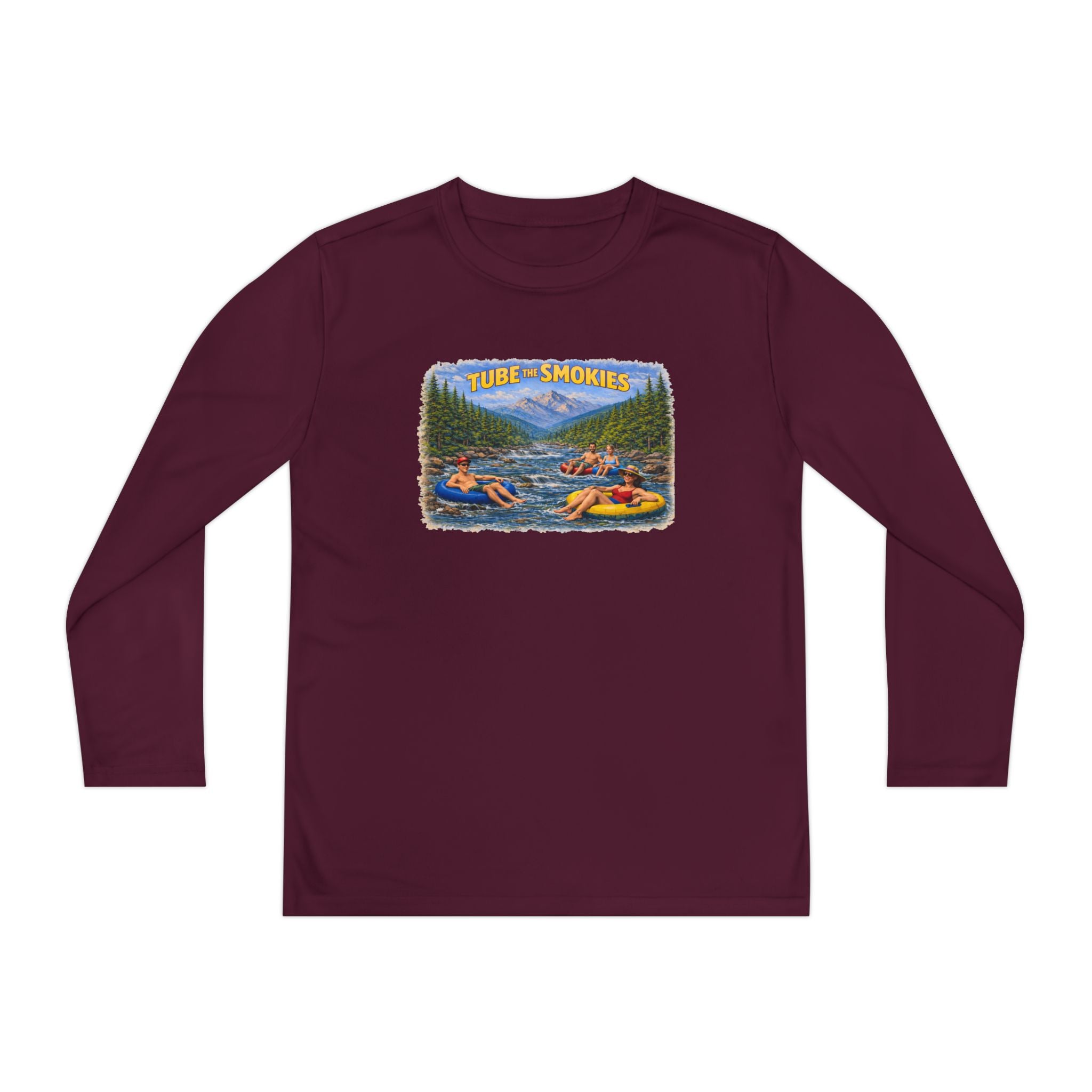 Youth Long Sleeve Tee — Tube the Smokies River Tubing Graphic