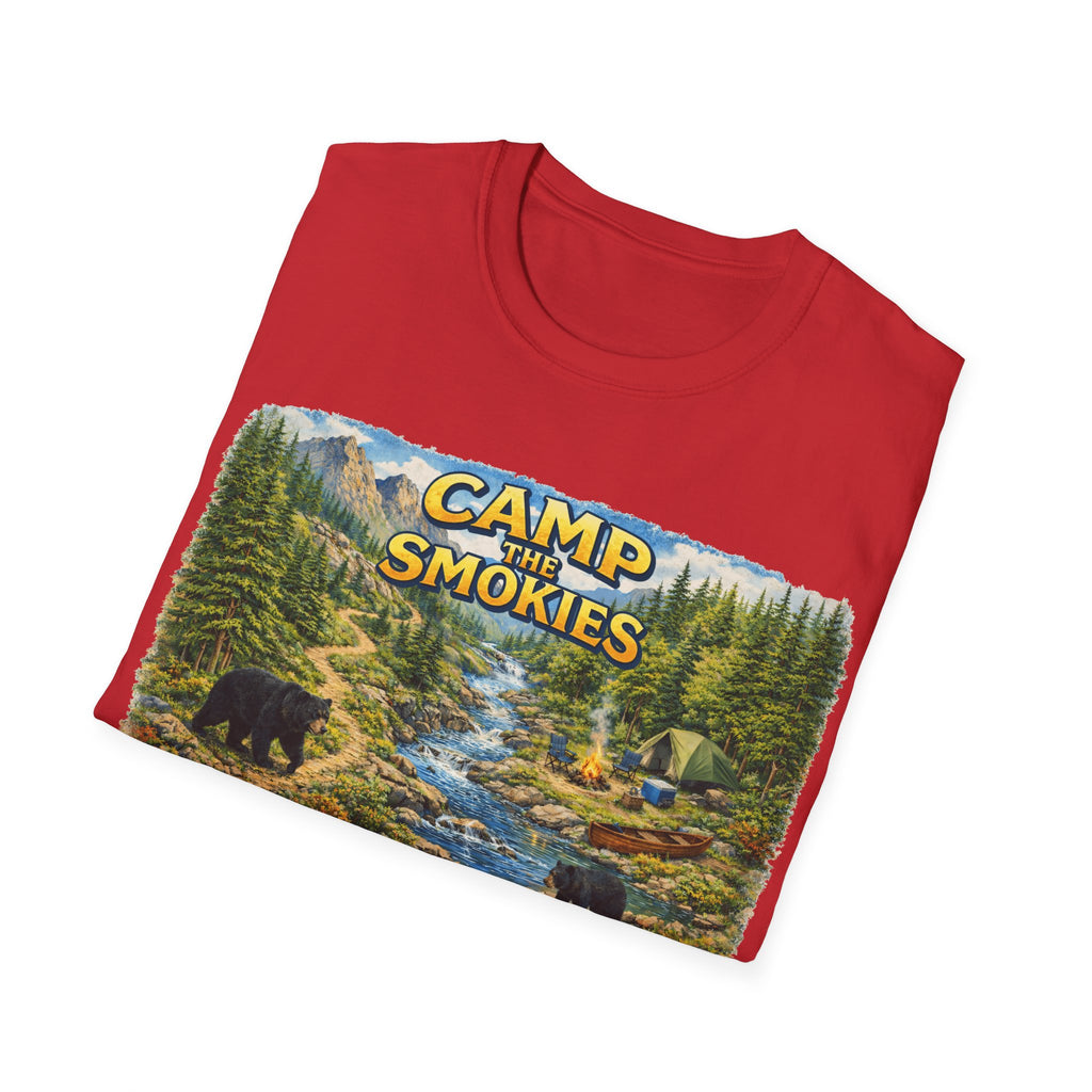 Camp the Smokies Unisex T-Shirt – Rustic Mountain Camping Graphic Tee