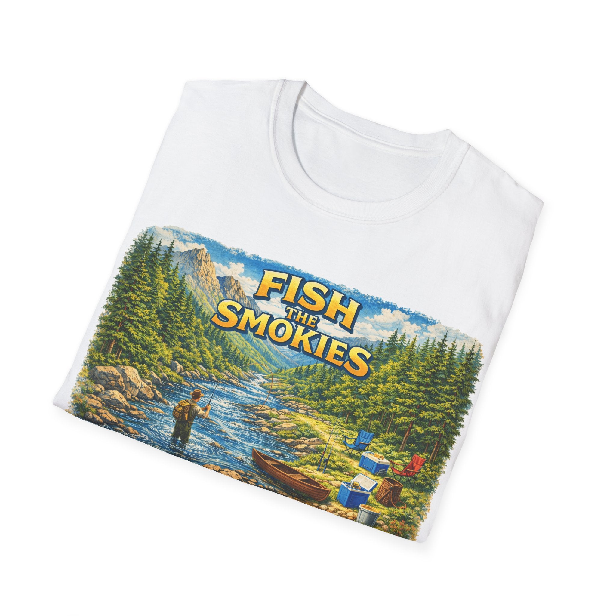 Fish the Smokies Unisex T-Shirt — Scenic Fishing River Graphic Tee