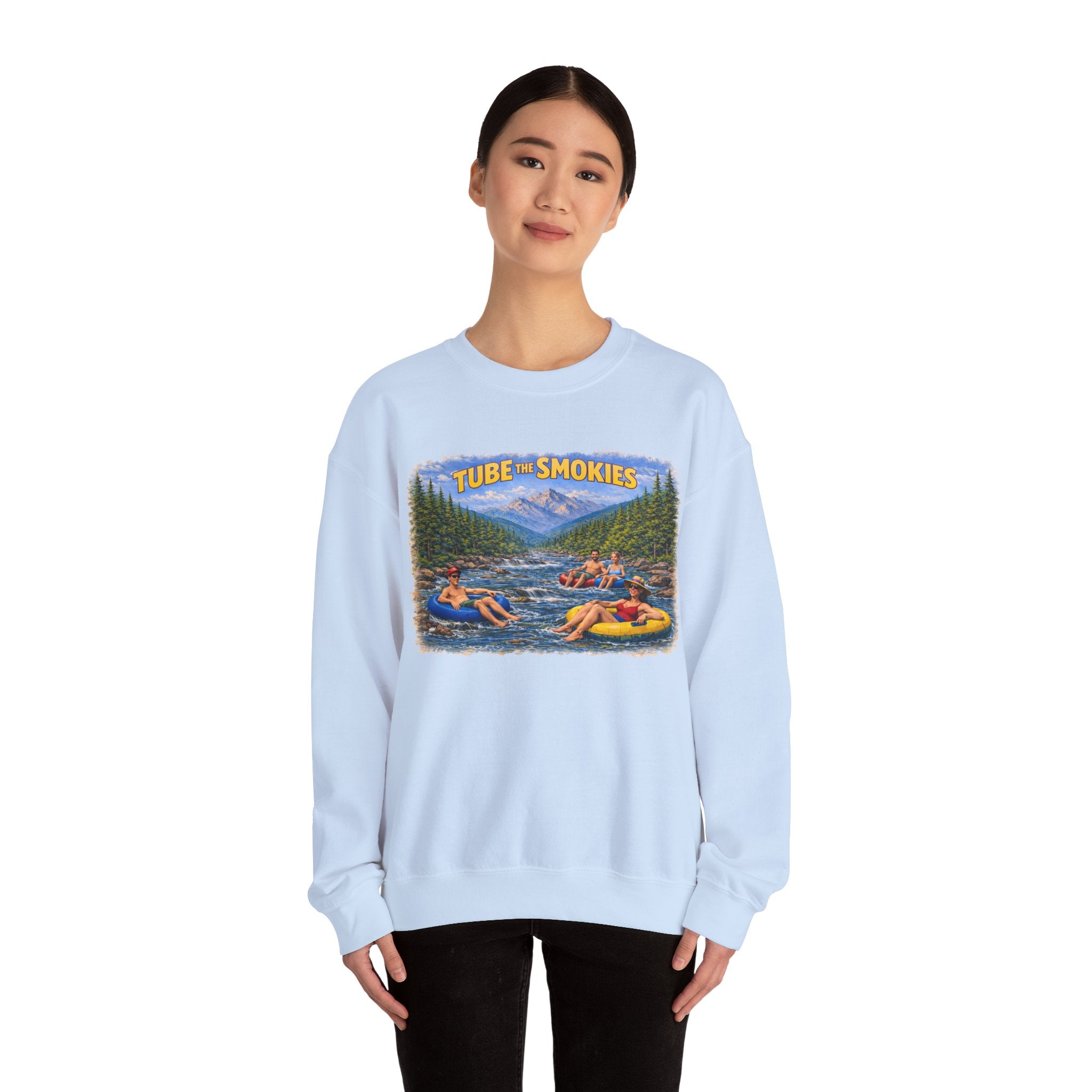 Tube the Smokies Crewneck Sweatshirt – Scenic River Tubing Graphic