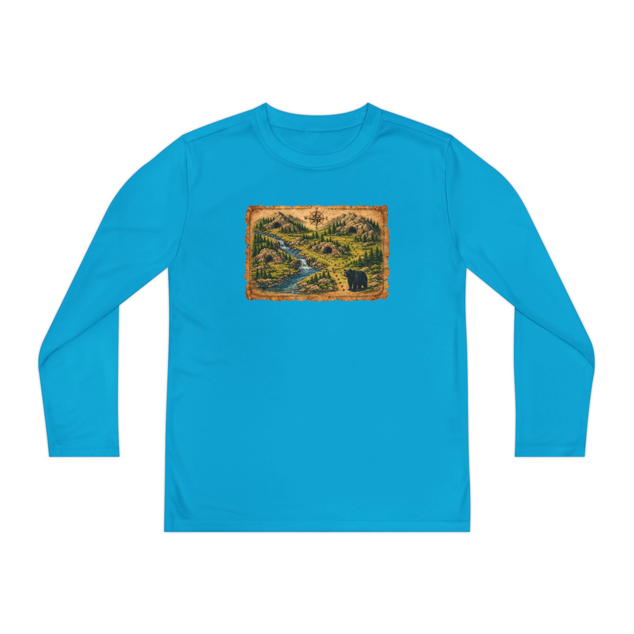 Youth Long Sleeve Tee — Bear Cave Treasure Map