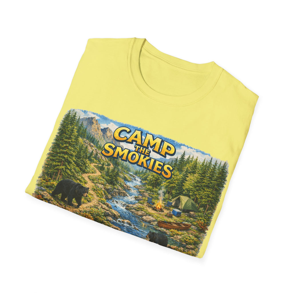 Camp the Smokies Unisex T-Shirt – Rustic Mountain Camping Graphic Tee