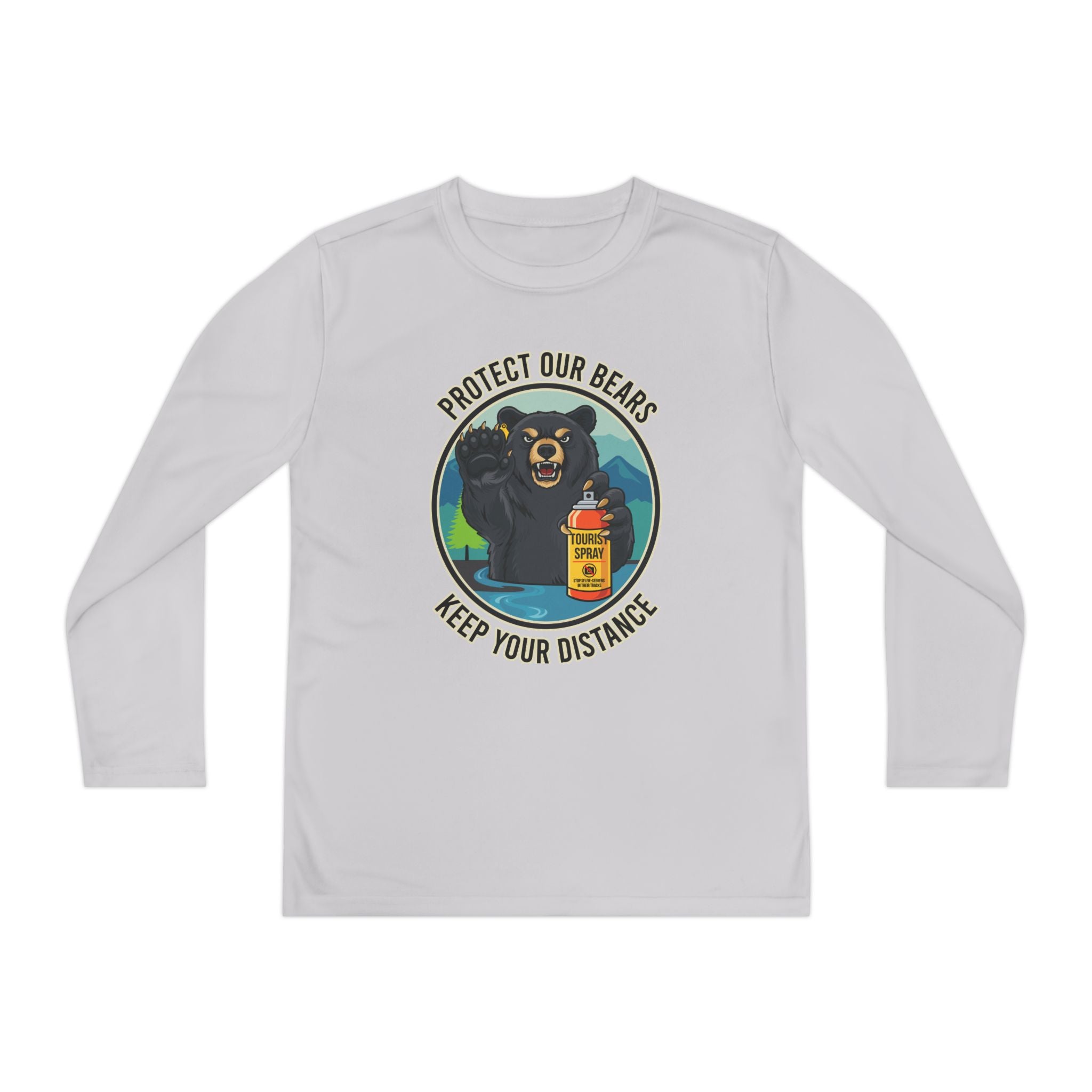 Youth Long Sleeve Tee — "Protect Our Bears, Keep Your Distance" Wildlife Conservation Shirt
