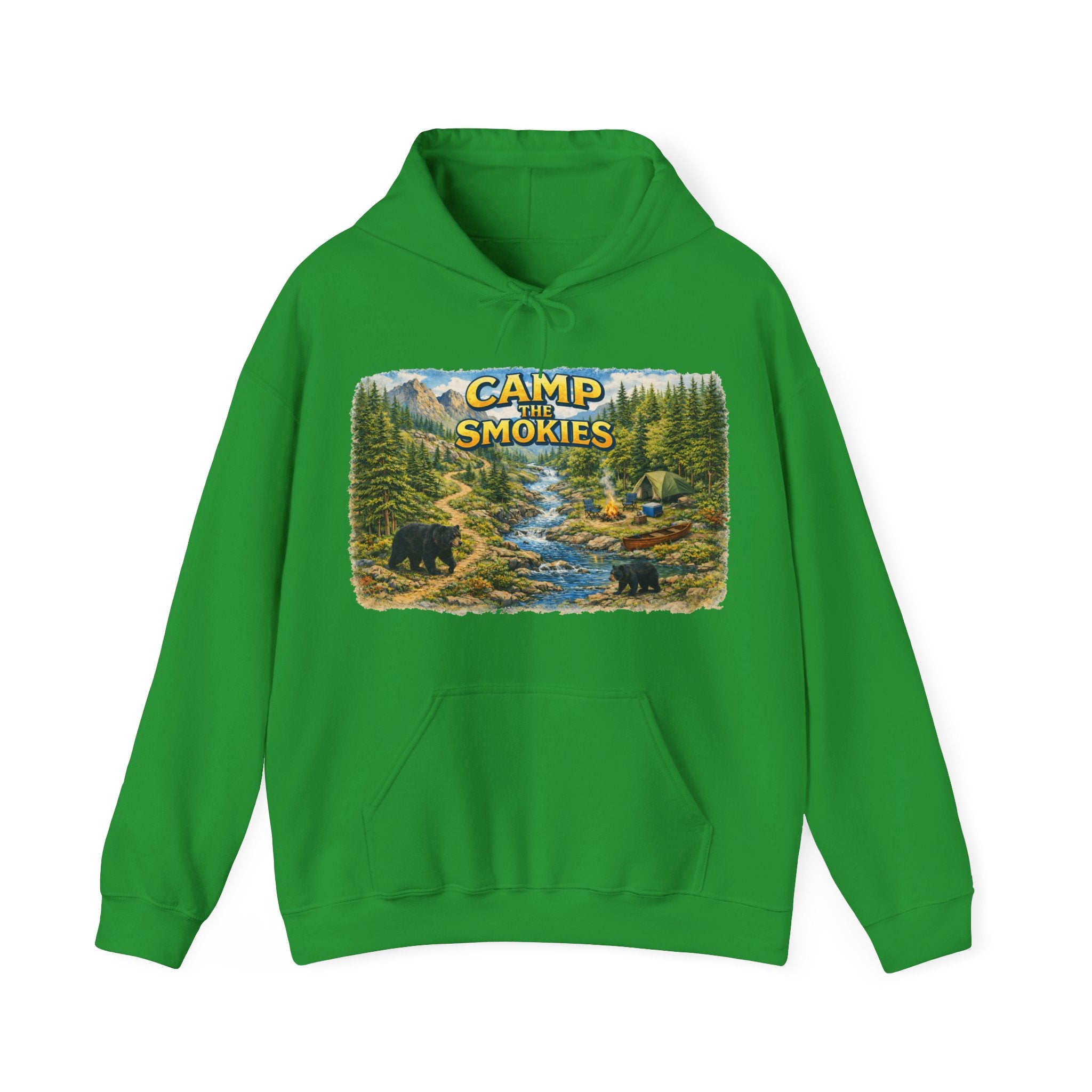 Camp The Smokies Unisex Hoodie — Scenic Mountain Bears Camping Sweatshirt