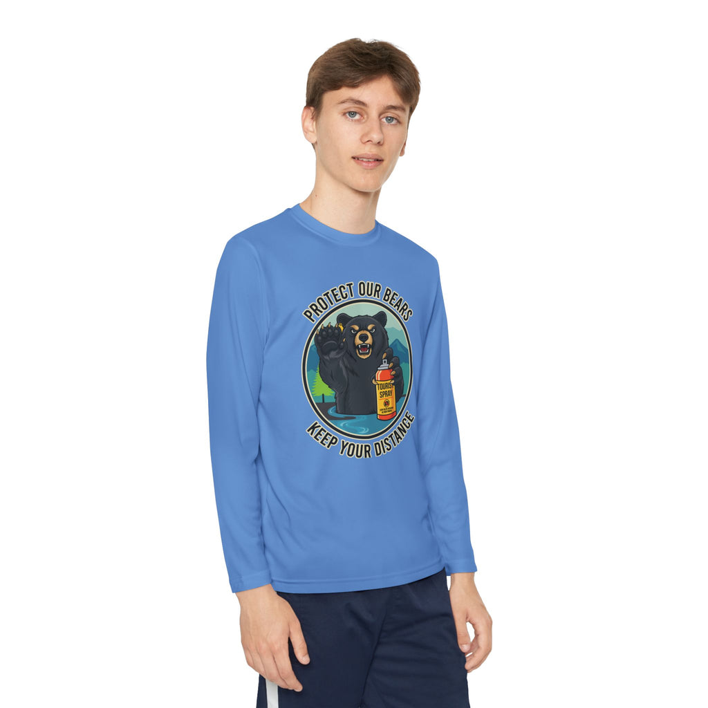 Youth Long Sleeve Tee — "Protect Our Bears, Keep Your Distance" Wildlife Conservation Shirt
