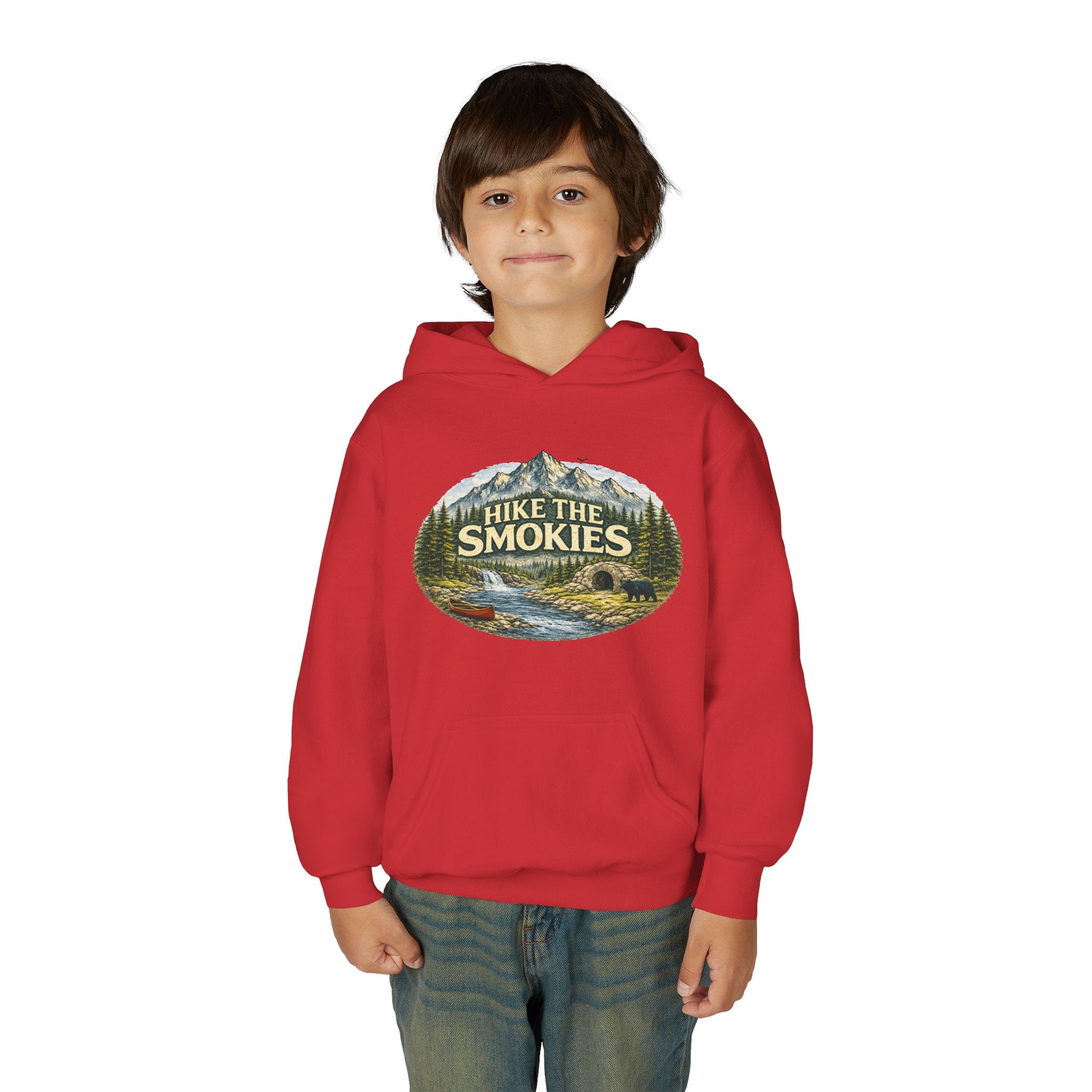 Youth Hoodie - 'Hike the Smokies' Mountain Camping Graphic