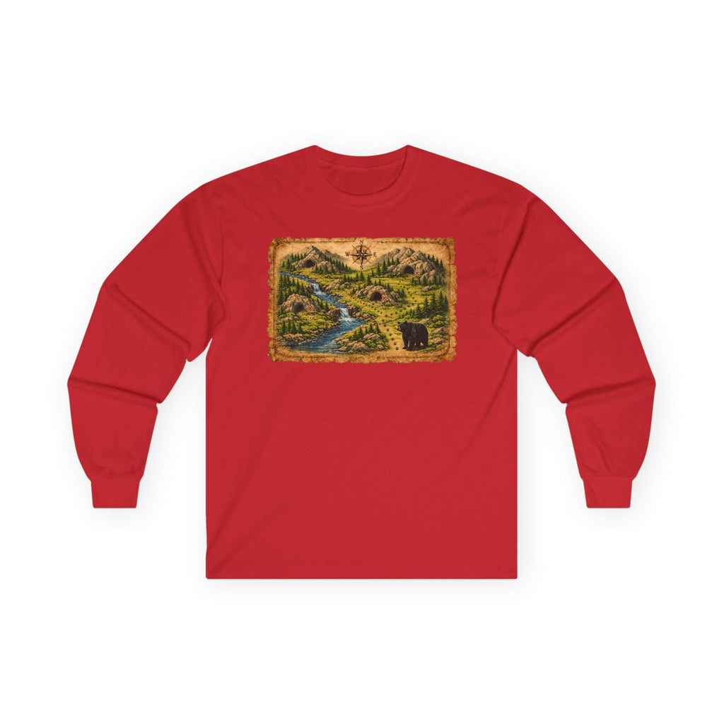 Bear Cave Treasure Map  Long Sleeve Unisex Tee