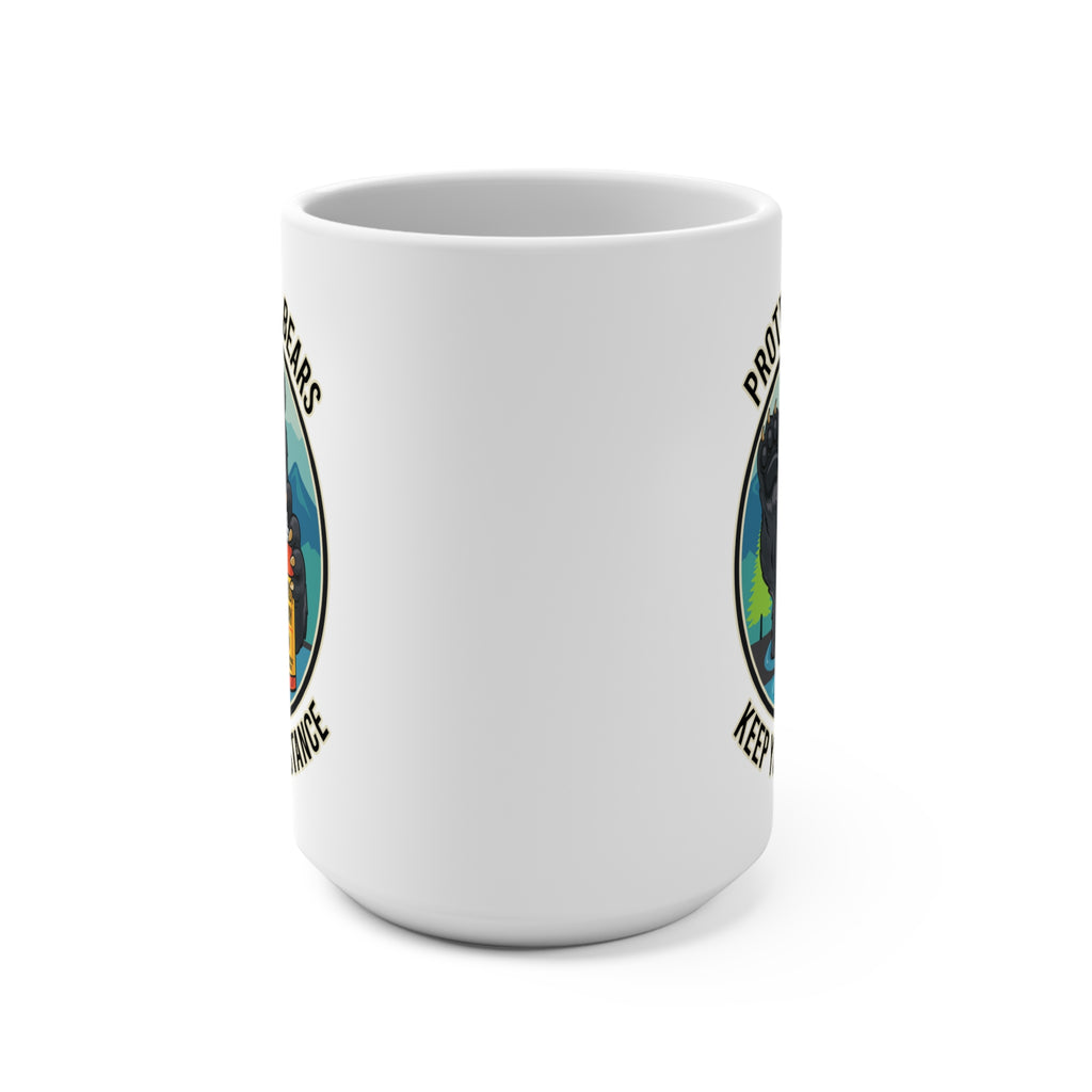 Protect Our Bears 15oz Mug — Keep Your Distance Bear with Tourism Spray Design