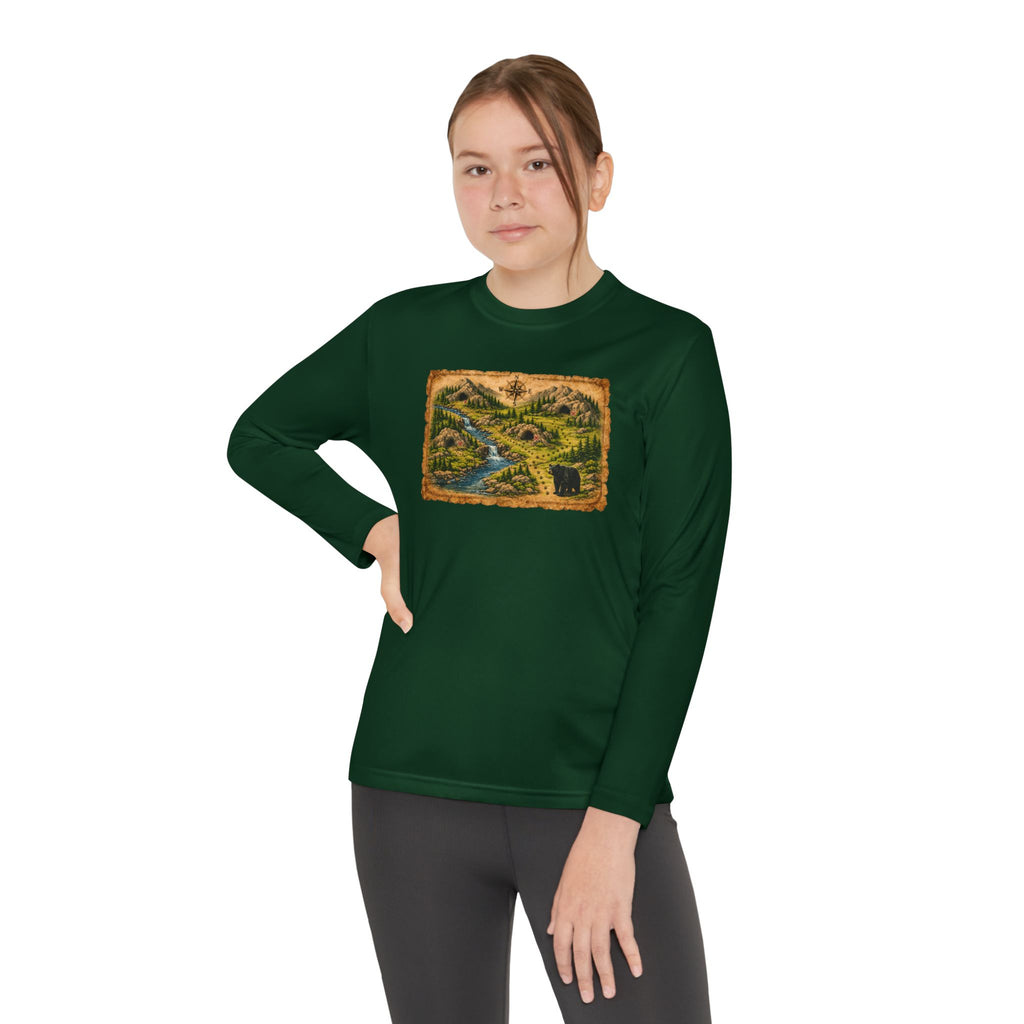 Youth Long Sleeve Tee — Bear Cave Treasure Map