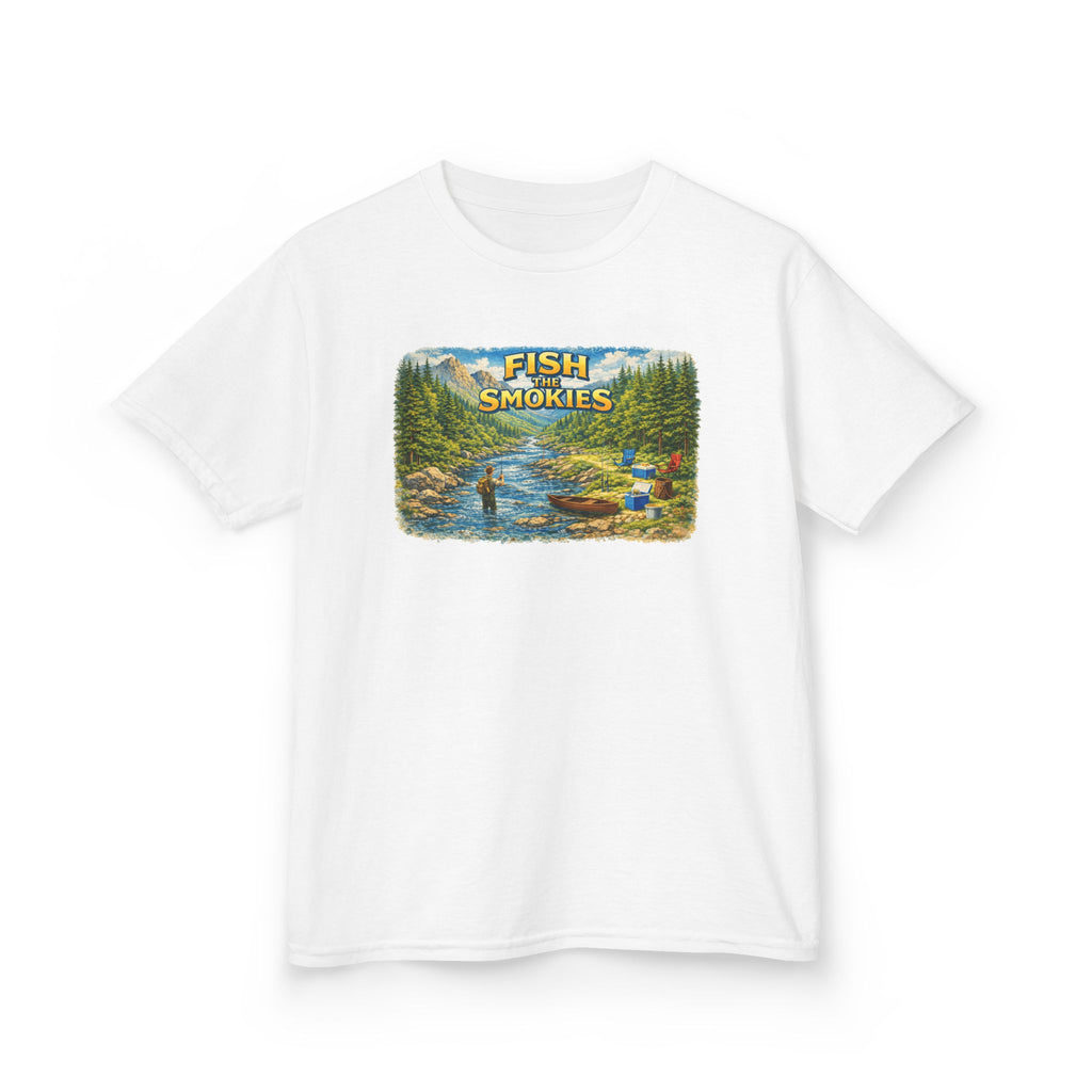 Kids T-Shirt - 'Fish The Smokies' River Fishing Graphic Tee for Outdoorsy Kids