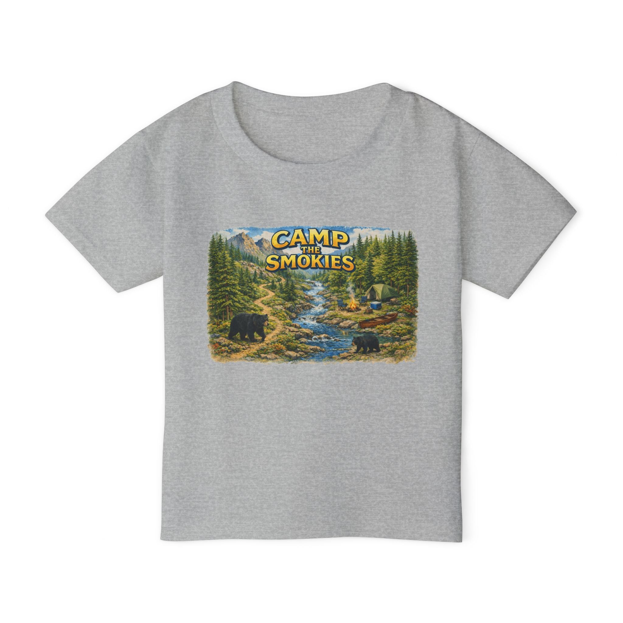 Toddler T-Shirt — "Camp The Smokies" Scenic Bear Camping Shirt