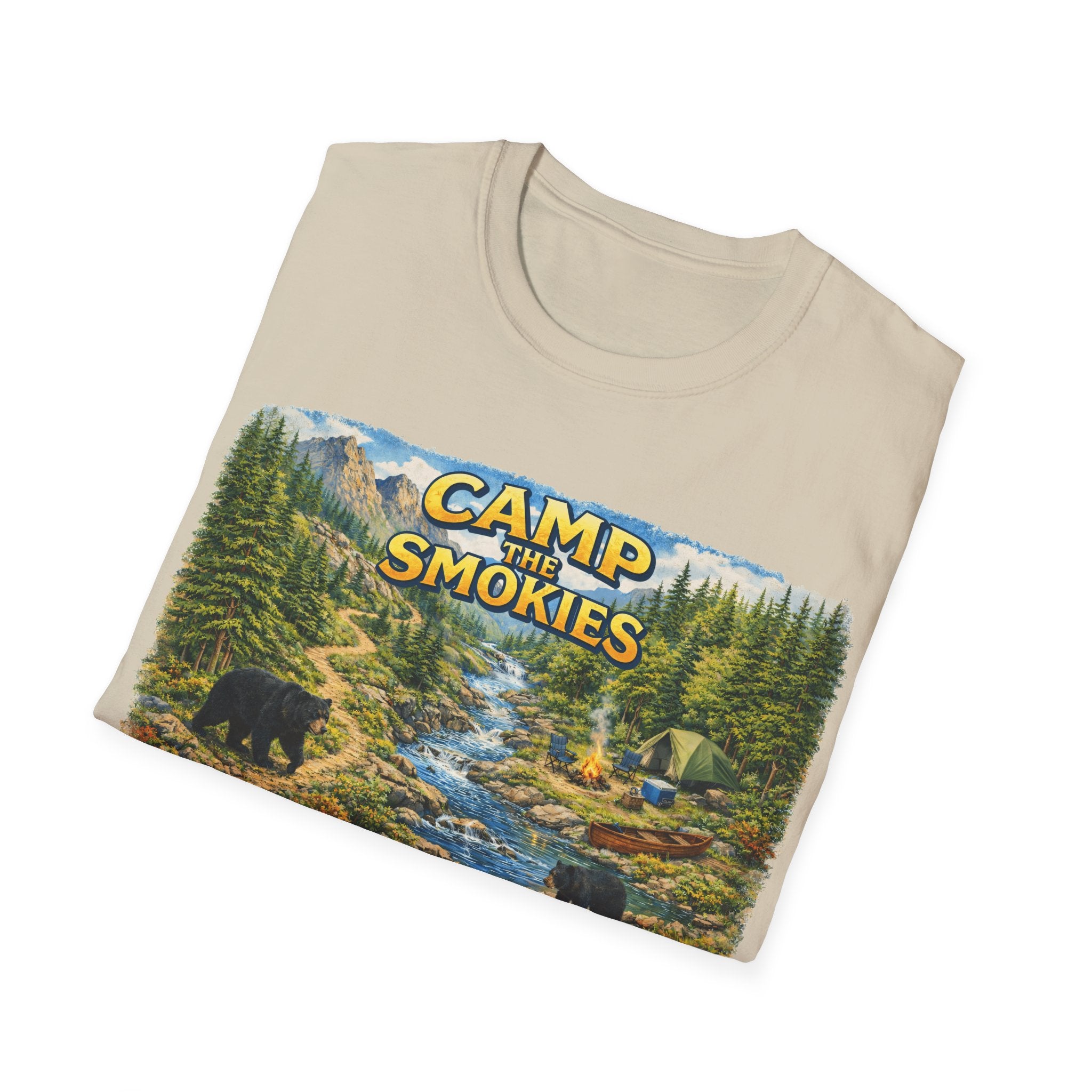 Camp the Smokies Unisex T-Shirt – Rustic Mountain Camping Graphic Tee