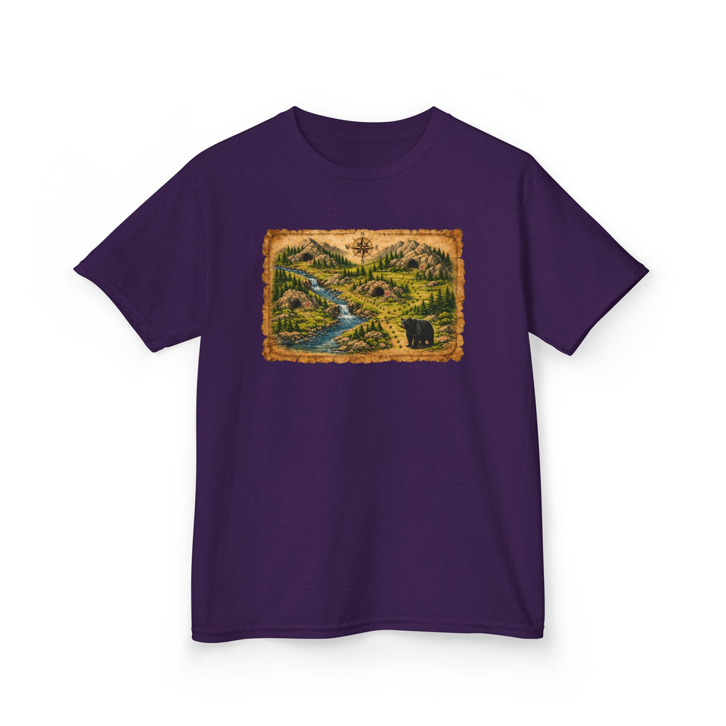 Kids Tee — Bear Cave Treasure Map "Which Cave Has the Bear?"