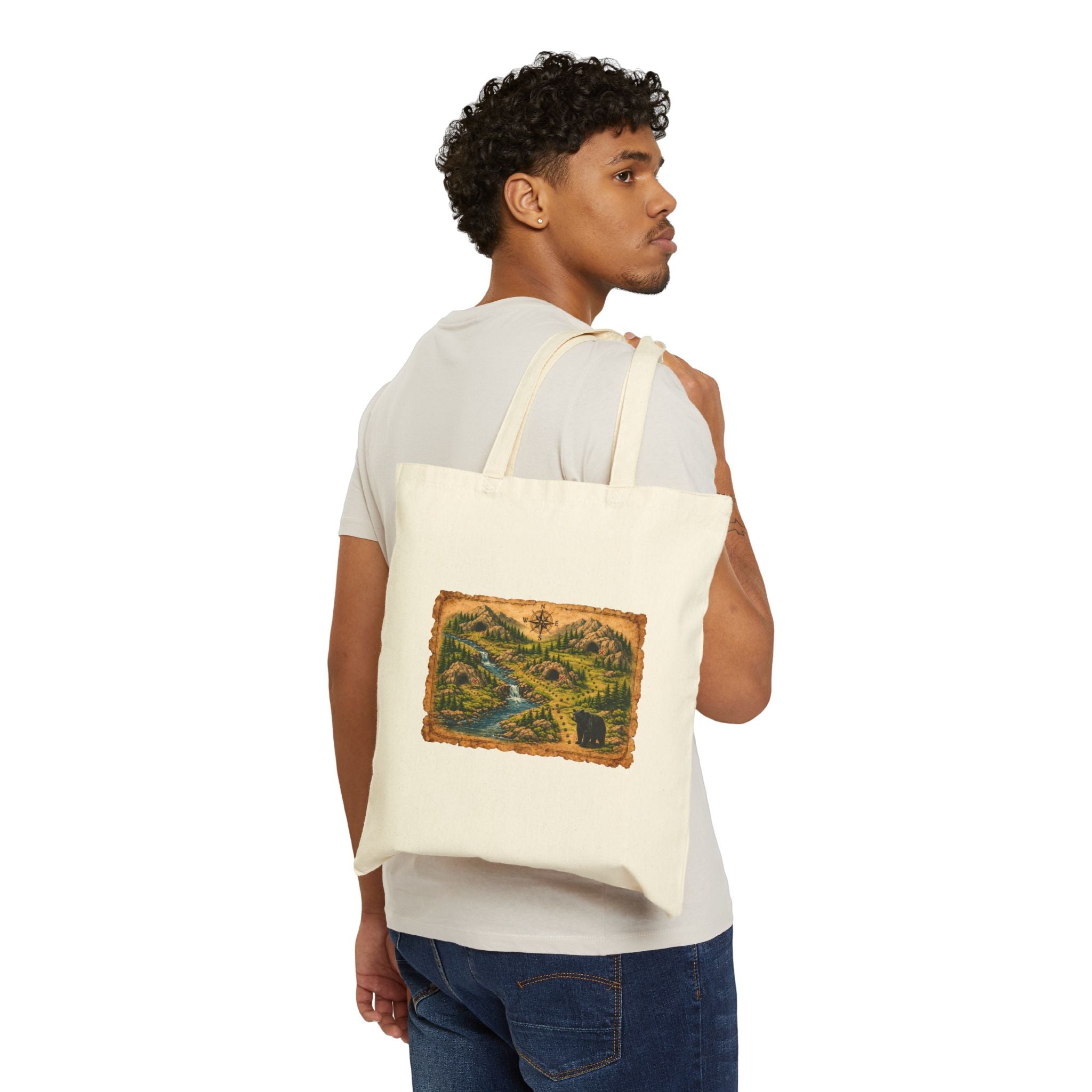 Canvas Tote Bag — Vintage Wilderness Landscape Print