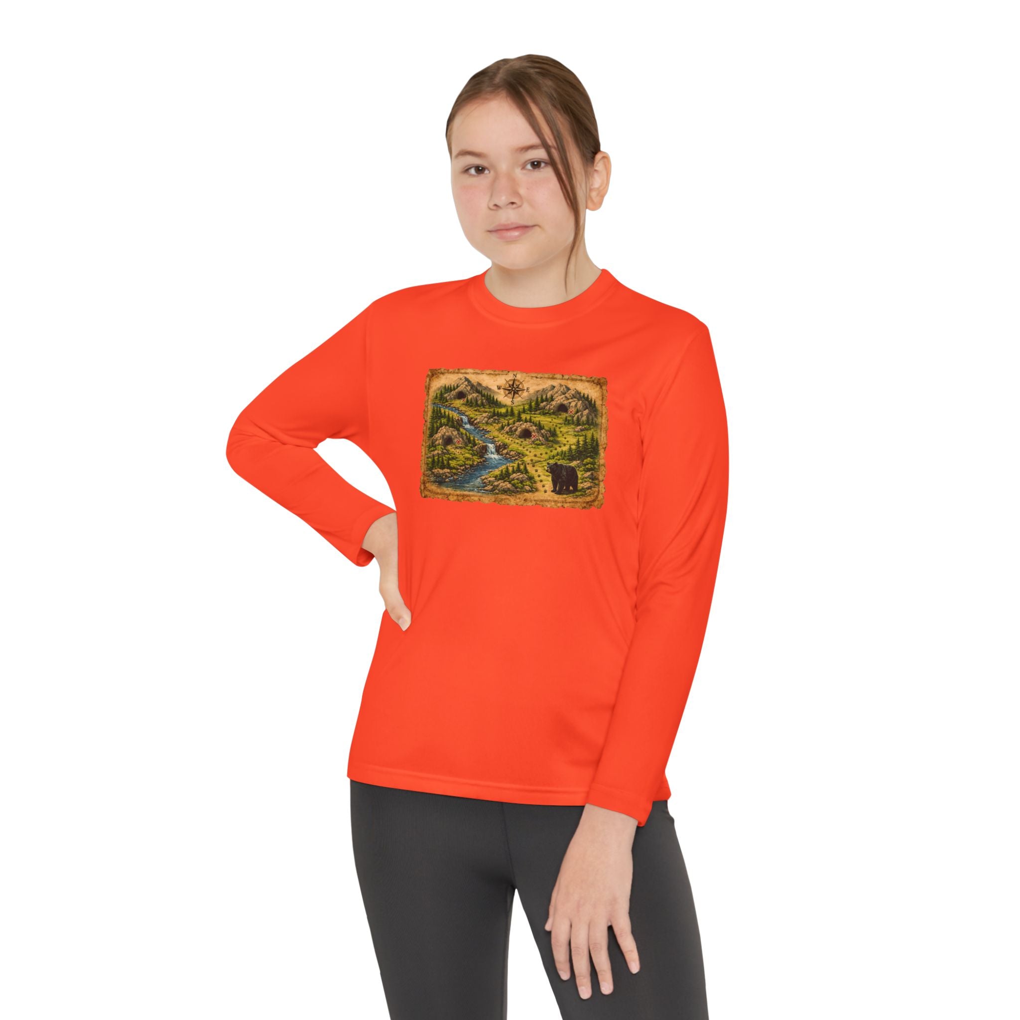 Youth Long Sleeve Tee — Bear Cave Treasure Map