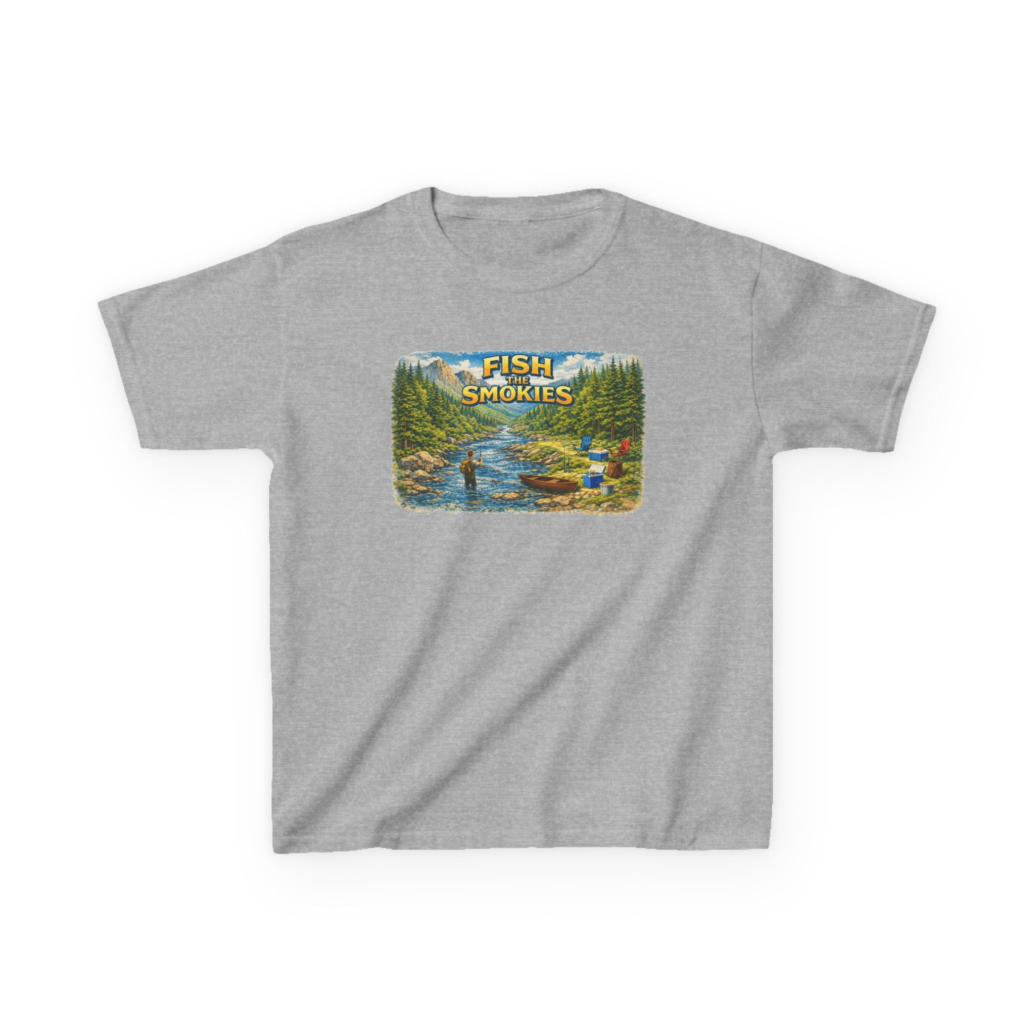 Kids T-Shirt - 'Fish The Smokies' River Fishing Graphic Tee for Outdoorsy Kids