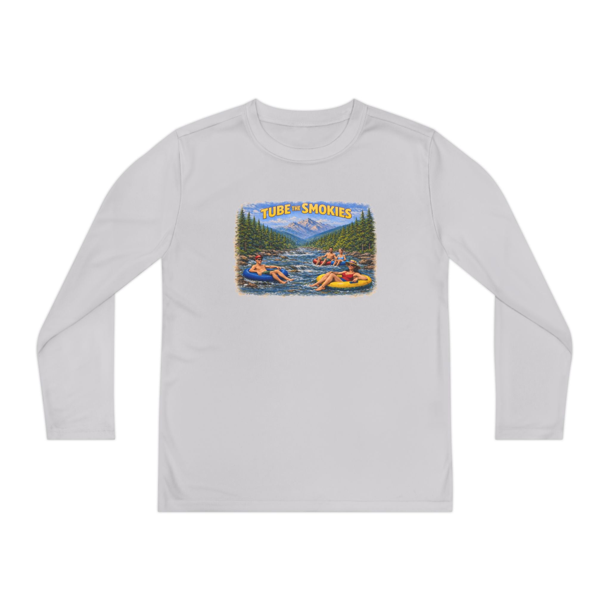 Youth Long Sleeve Tee — Tube the Smokies River Tubing Graphic