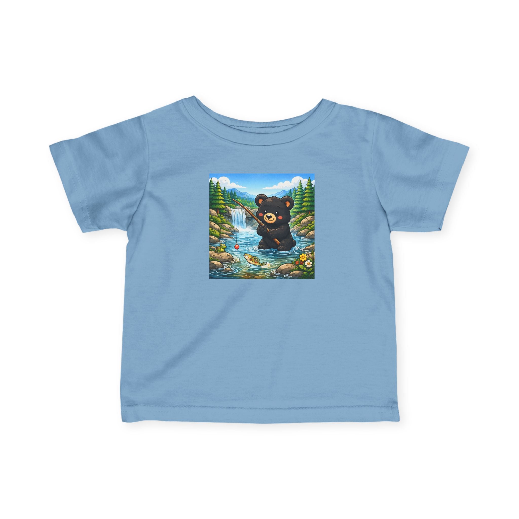 Infant Tee — Playful Bear Fishing Scene Baby T-Shirt