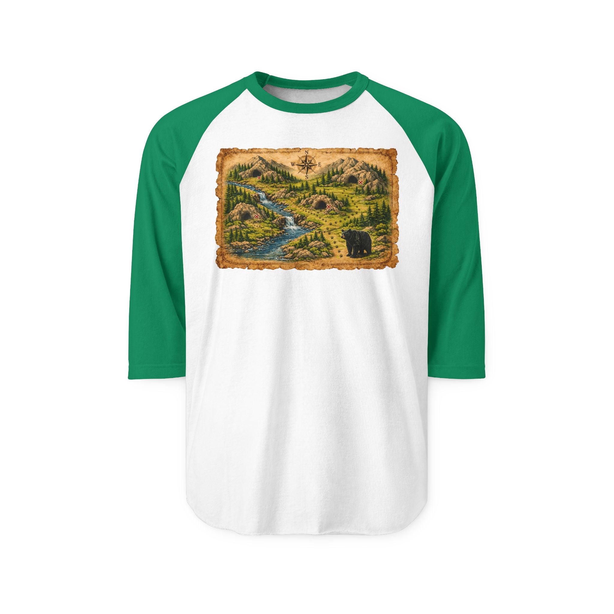 Bear Cave Treasure Map - Unisex Raglan Shirt