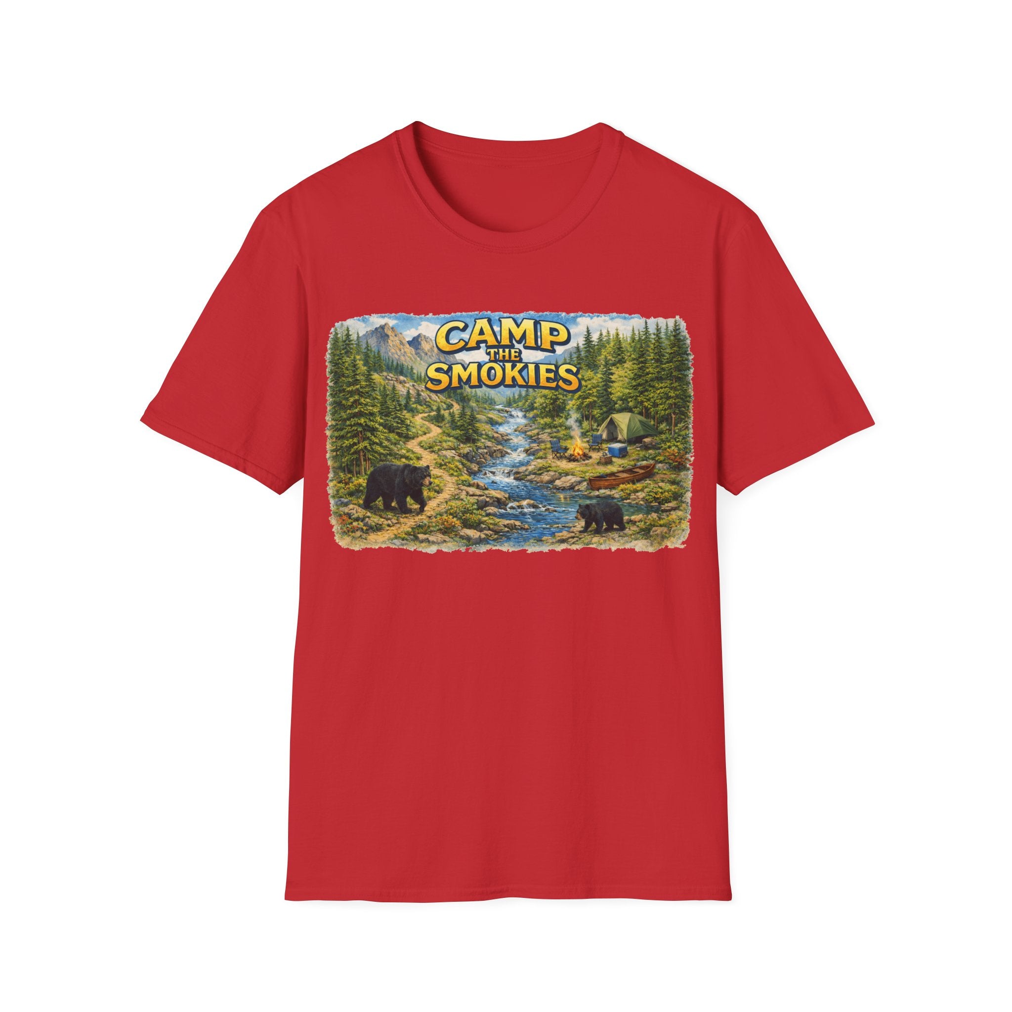 Camp the Smokies Unisex T-Shirt – Rustic Mountain Camping Graphic Tee