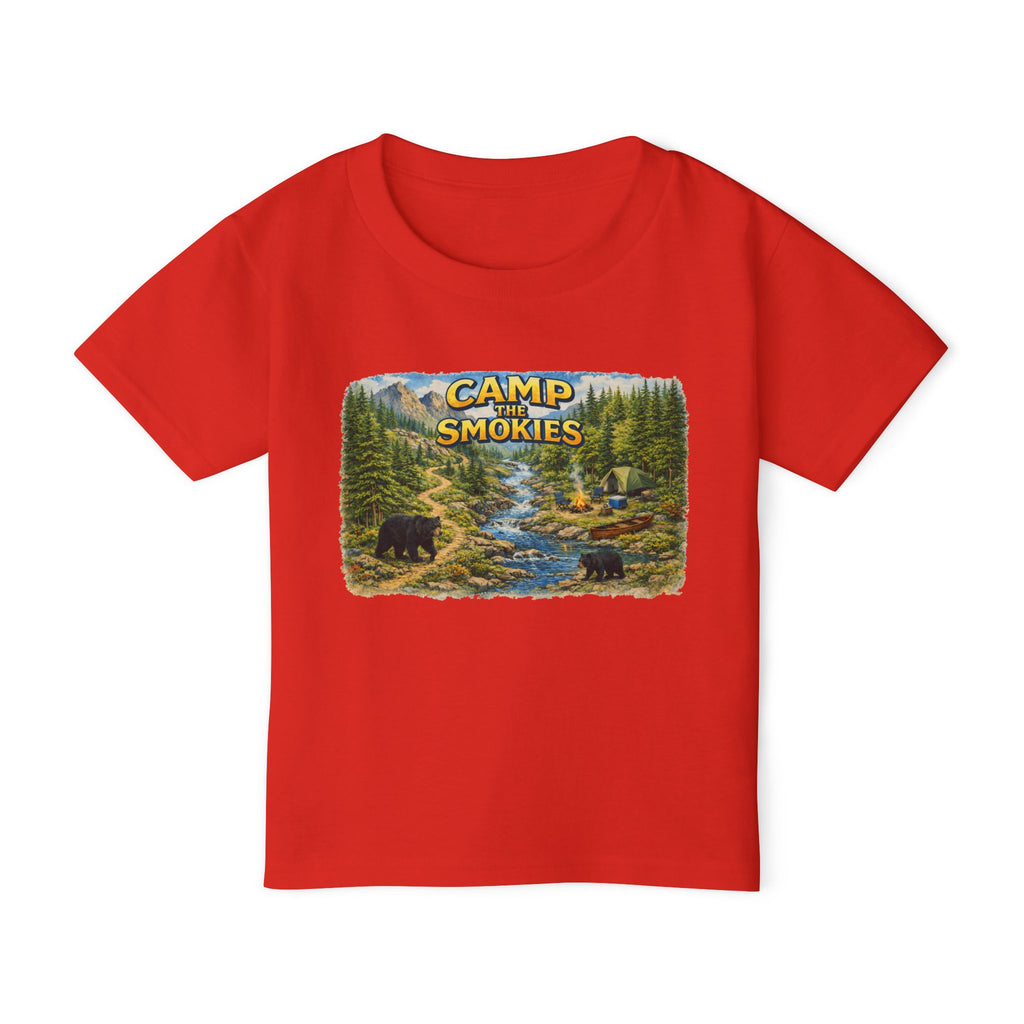 Toddler T-Shirt — "Camp The Smokies" Scenic Bear Camping Shirt