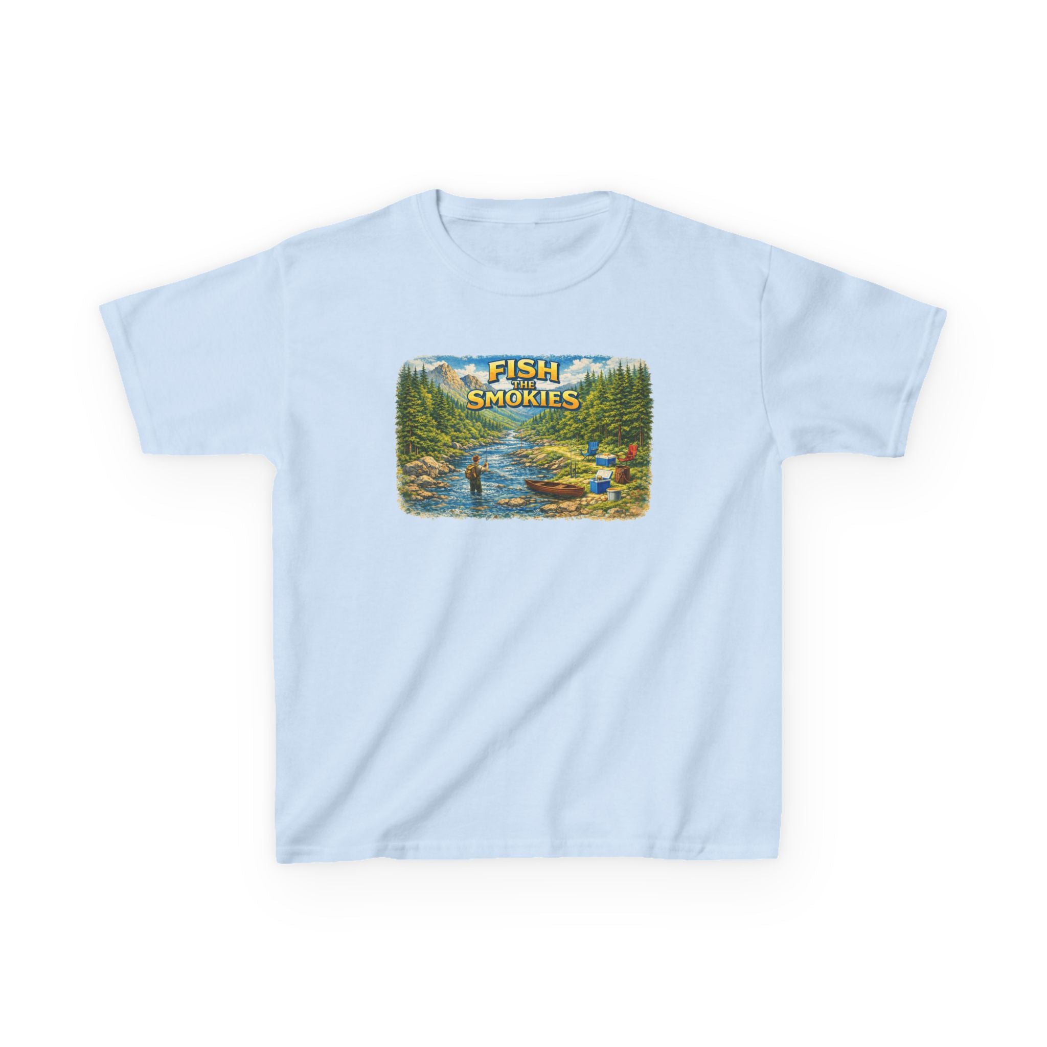 Kids T-Shirt - 'Fish The Smokies' River Fishing Graphic Tee for Outdoorsy Kids