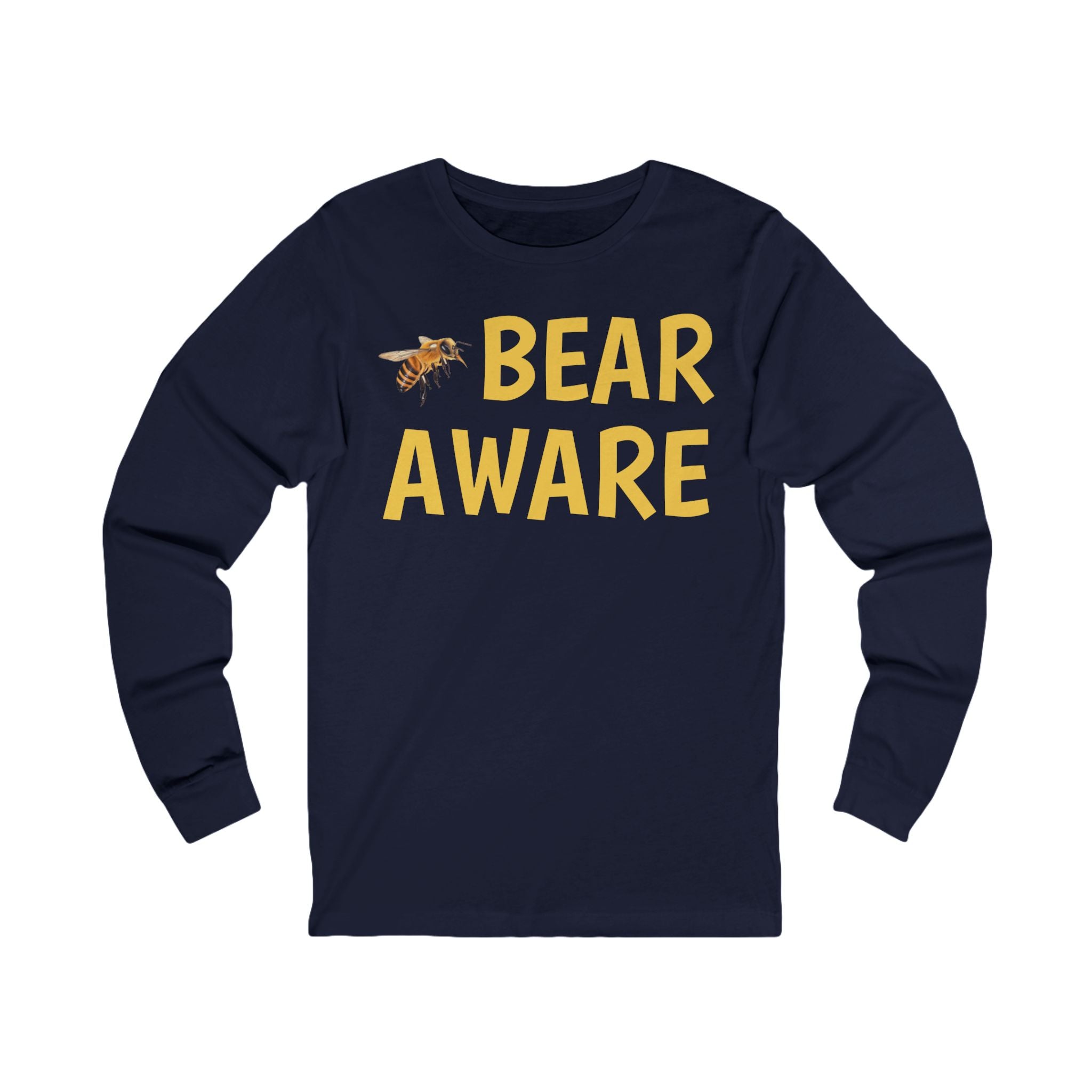 Bear Aware Long Sleeve Tee — Wildlife Safety Shirt with Bee Accent