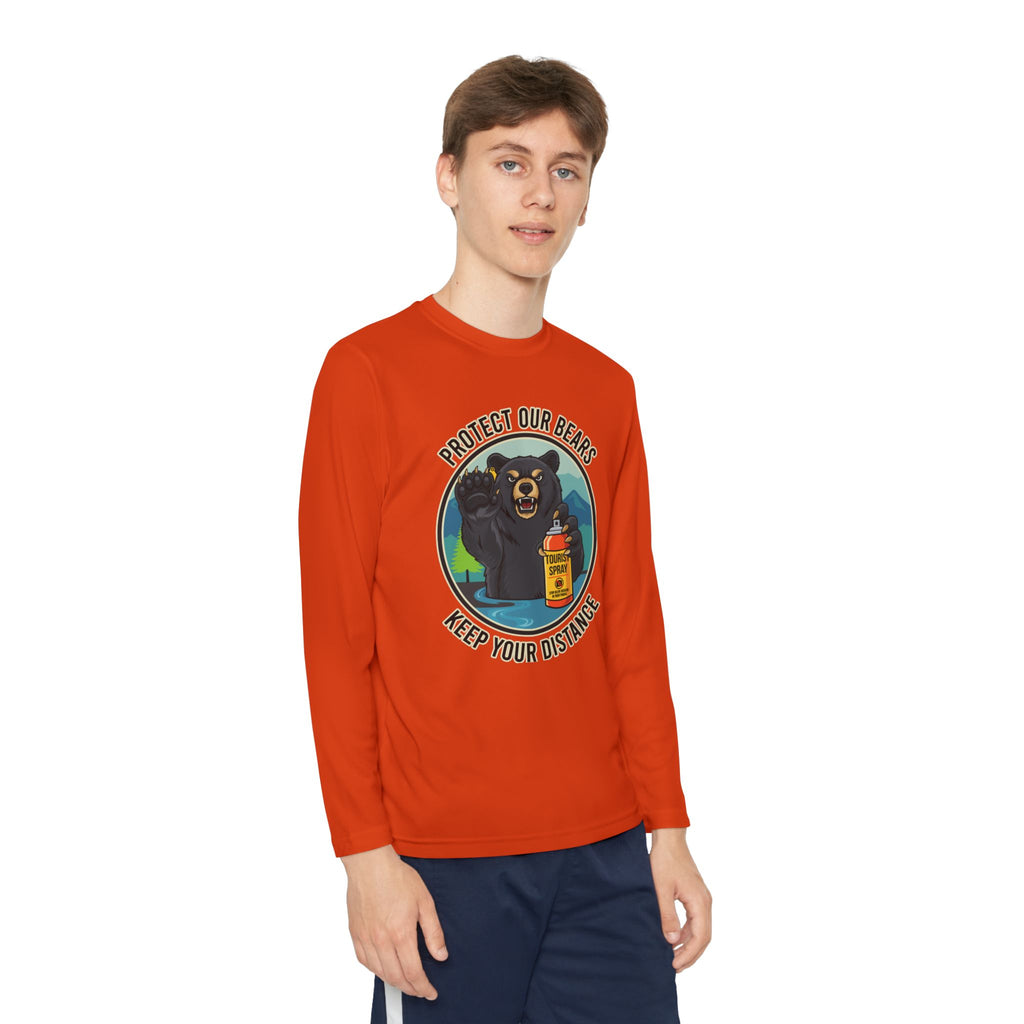 Youth Long Sleeve Tee — "Protect Our Bears, Keep Your Distance" Wildlife Conservation Shirt