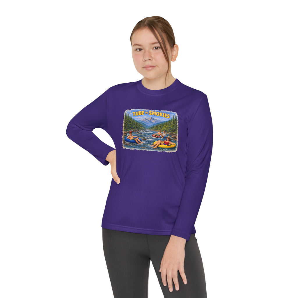 Youth Long Sleeve Tee — Tube the Smokies River Tubing Graphic