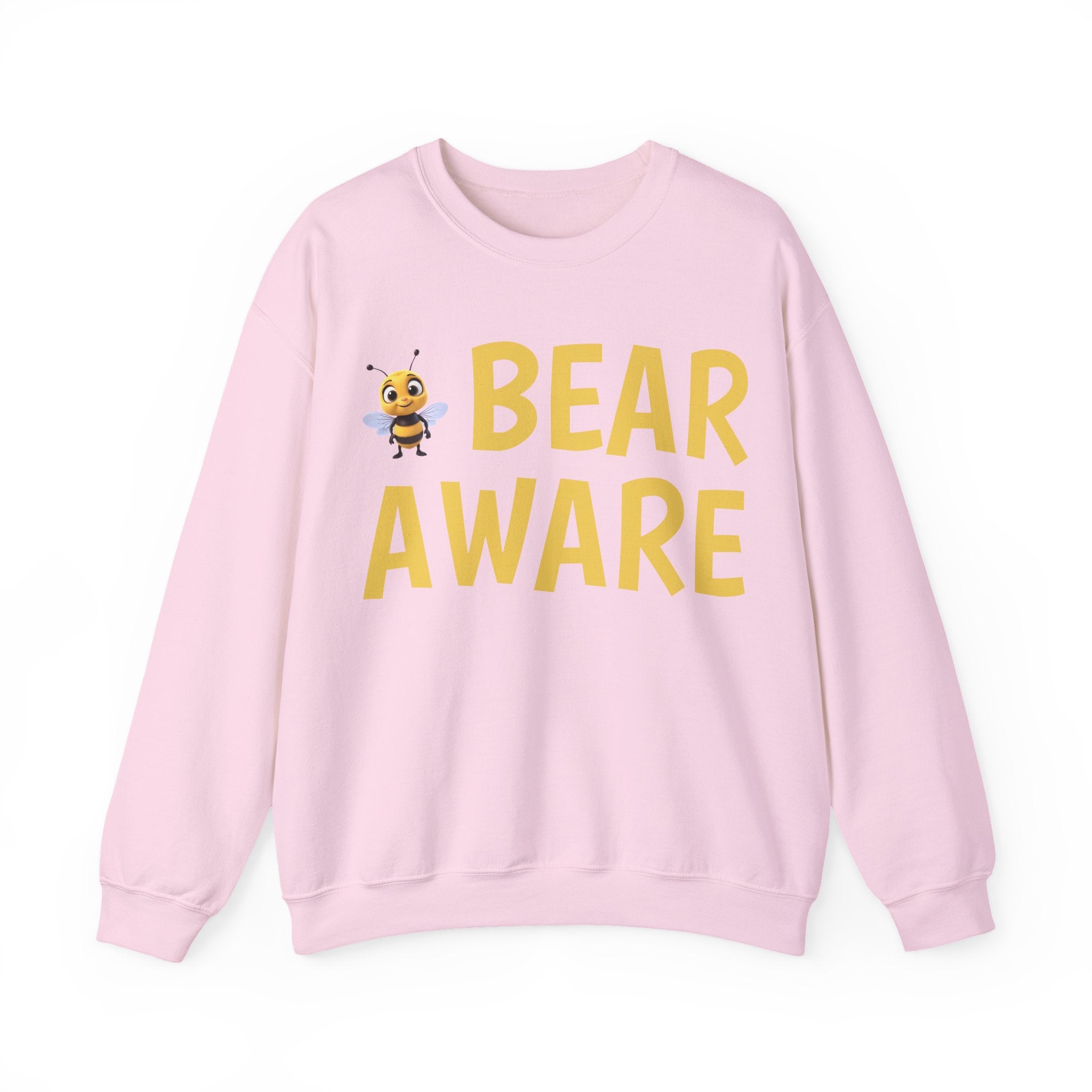 Bear Aware  Unisex Crewneck Sweatshirt — Cute Bee Graphic, Nature & Camping Safety Shirt