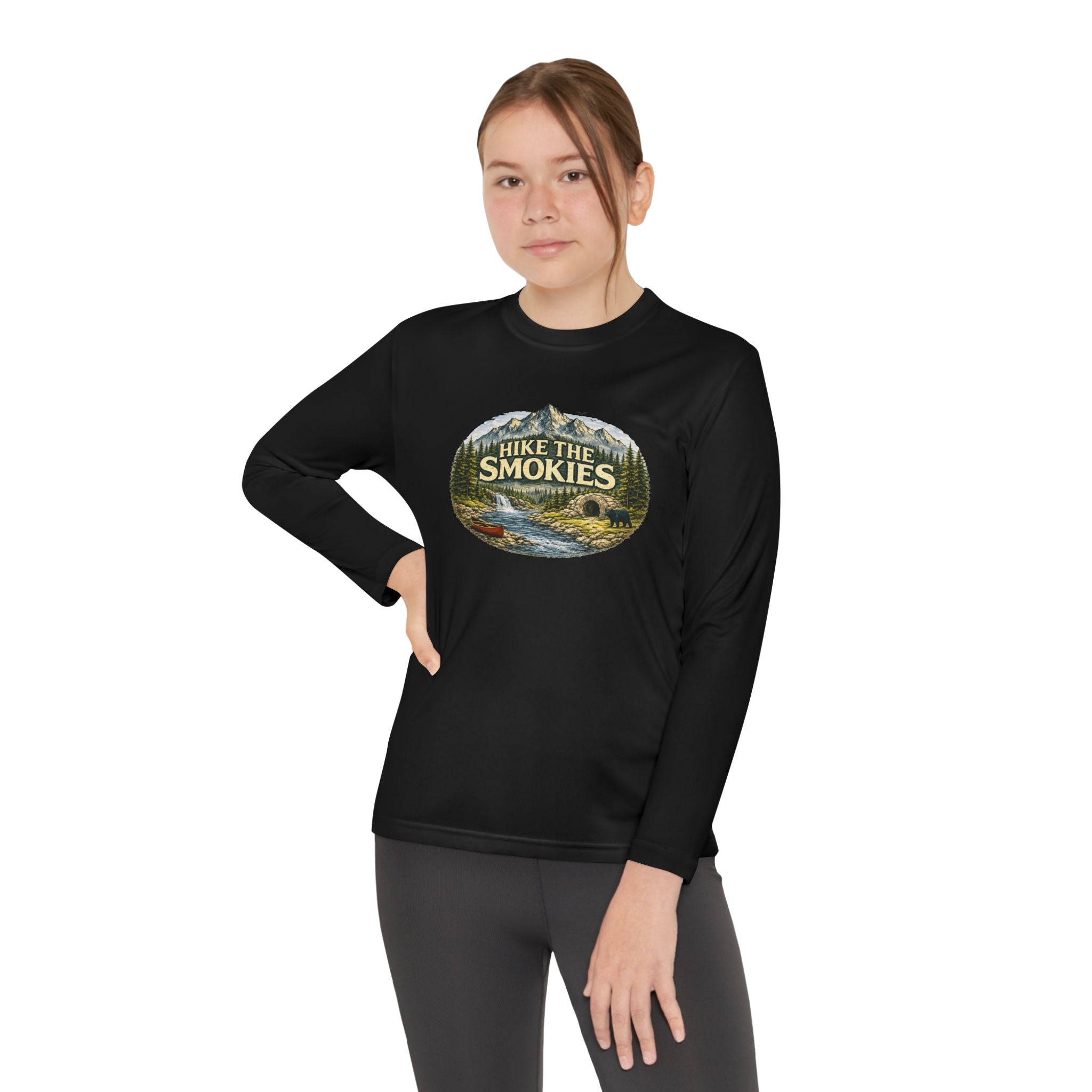 Youth Long Sleeve Tee — "Hike the Smokies" Nature Graphic