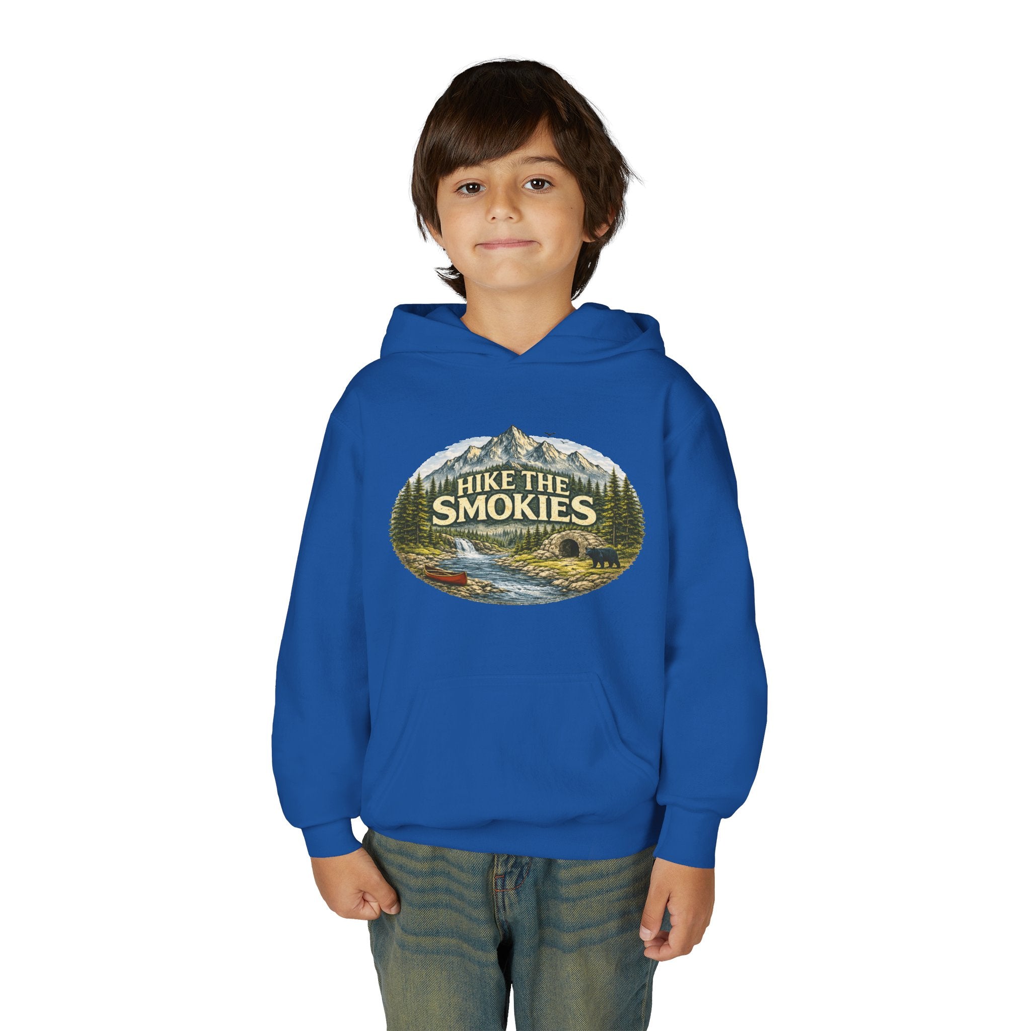 Youth Hoodie - 'Hike the Smokies' Mountain Camping Graphic