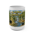 Camp the Smokies 15oz Ceramic Mug — Scenic Smoky Mountains Camping Design