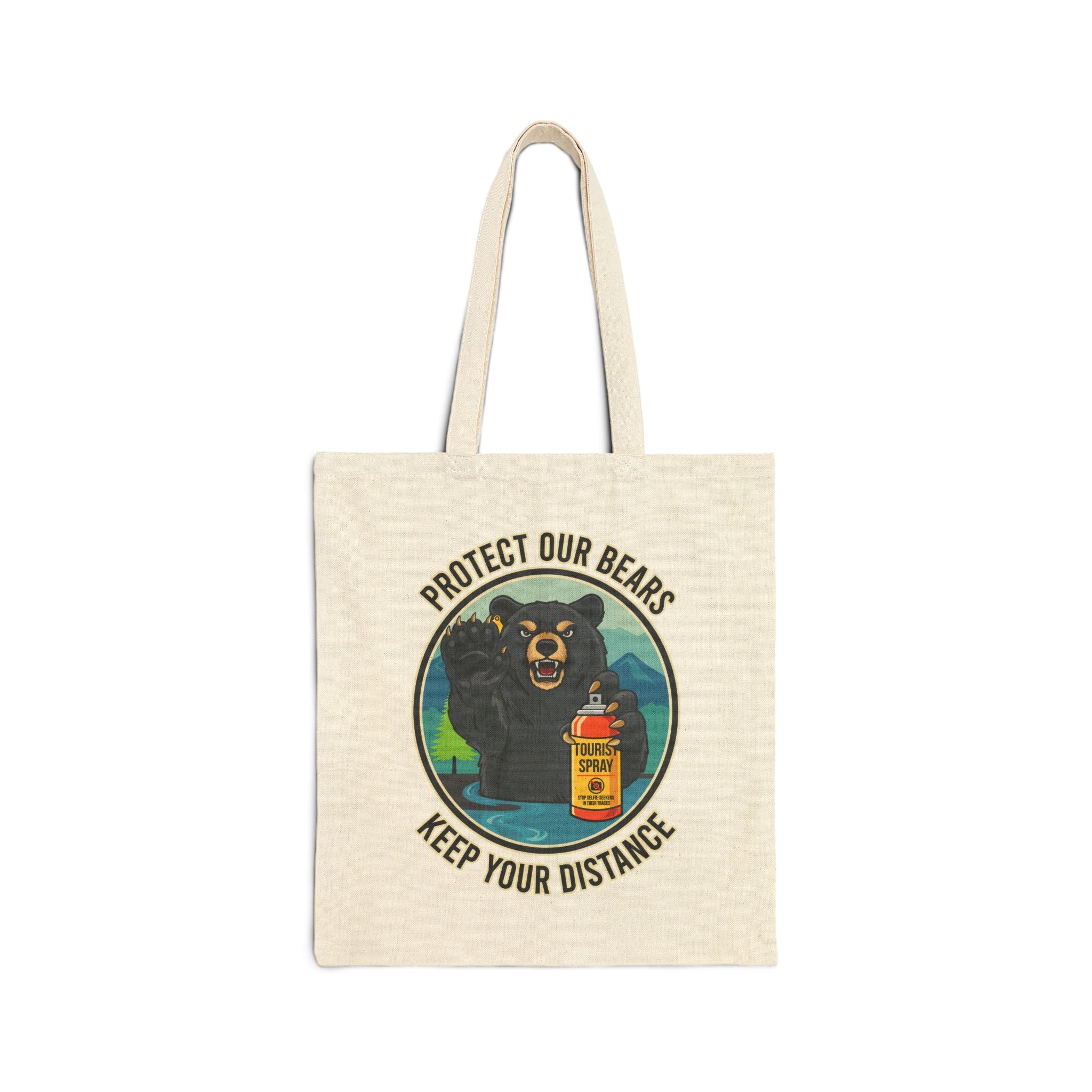 Protect Our Bears Canvas Tote Bag | Funny Wilderness Illustration