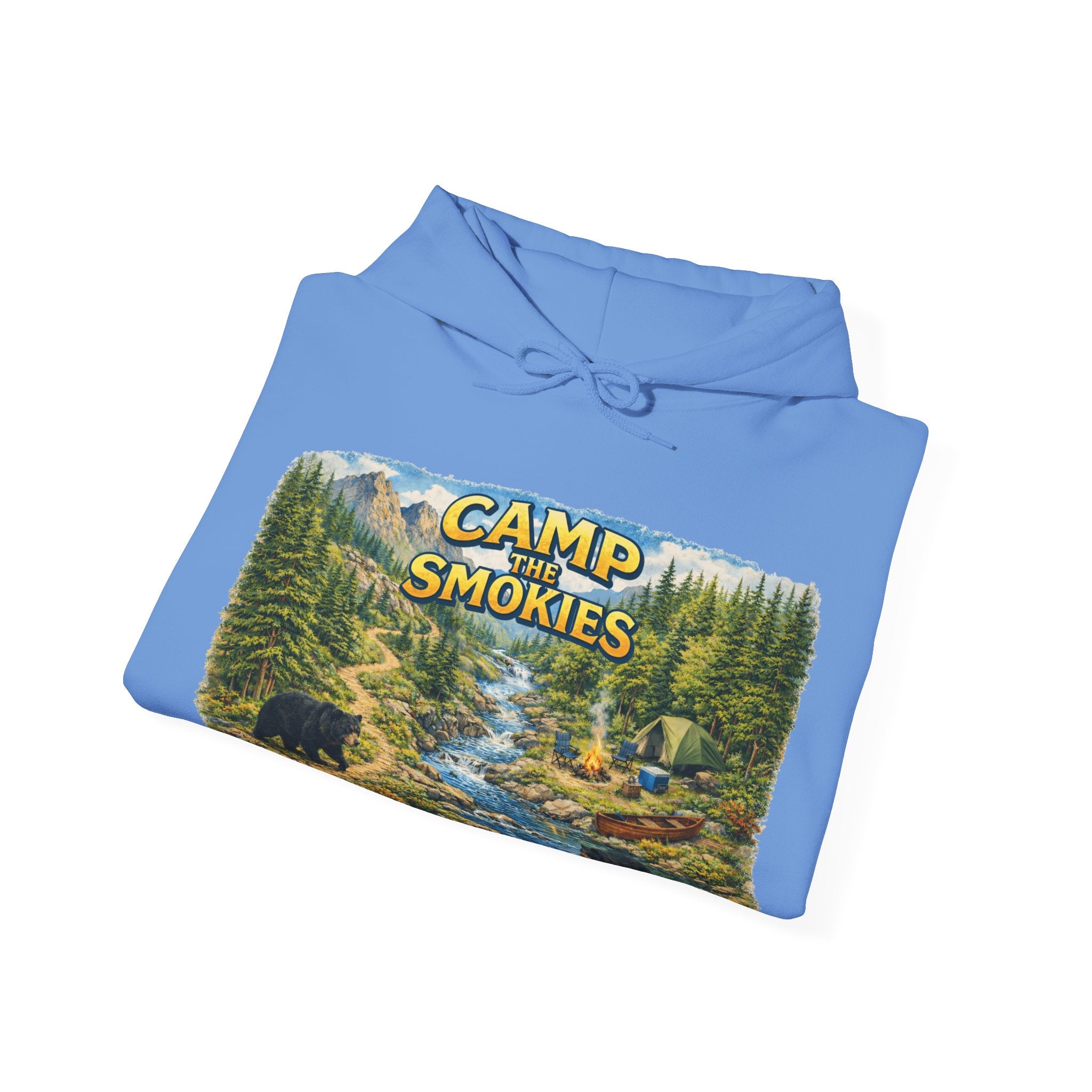 Camp The Smokies Unisex Hoodie — Scenic Mountain Bears Camping Sweatshirt