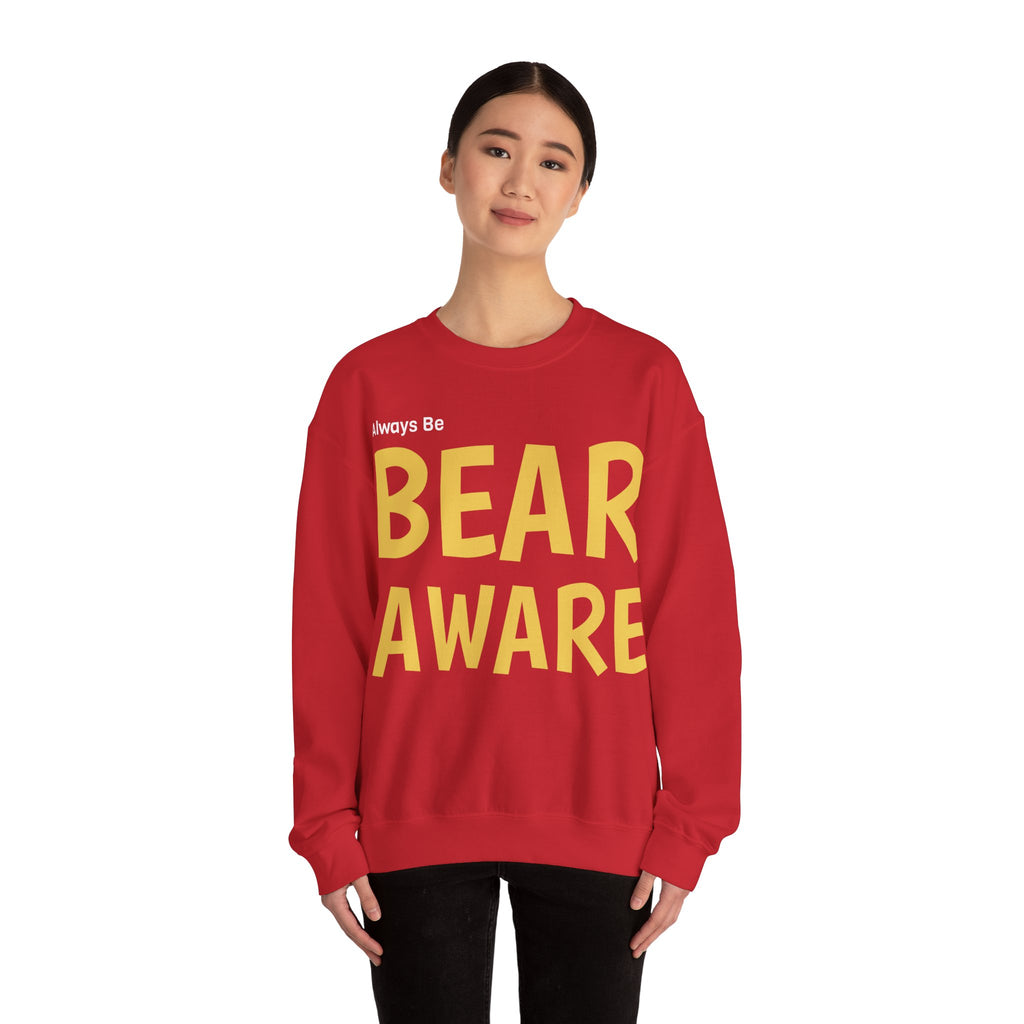 Bear Aware Unisex Crewneck Sweatshirt — Always Be "BEAR AWARE" Graphic Pullover