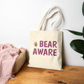 Bear Aware Cotton Tote Bag — Cute Bee & 'BEAR AWARE' Eco Canvas Shopper