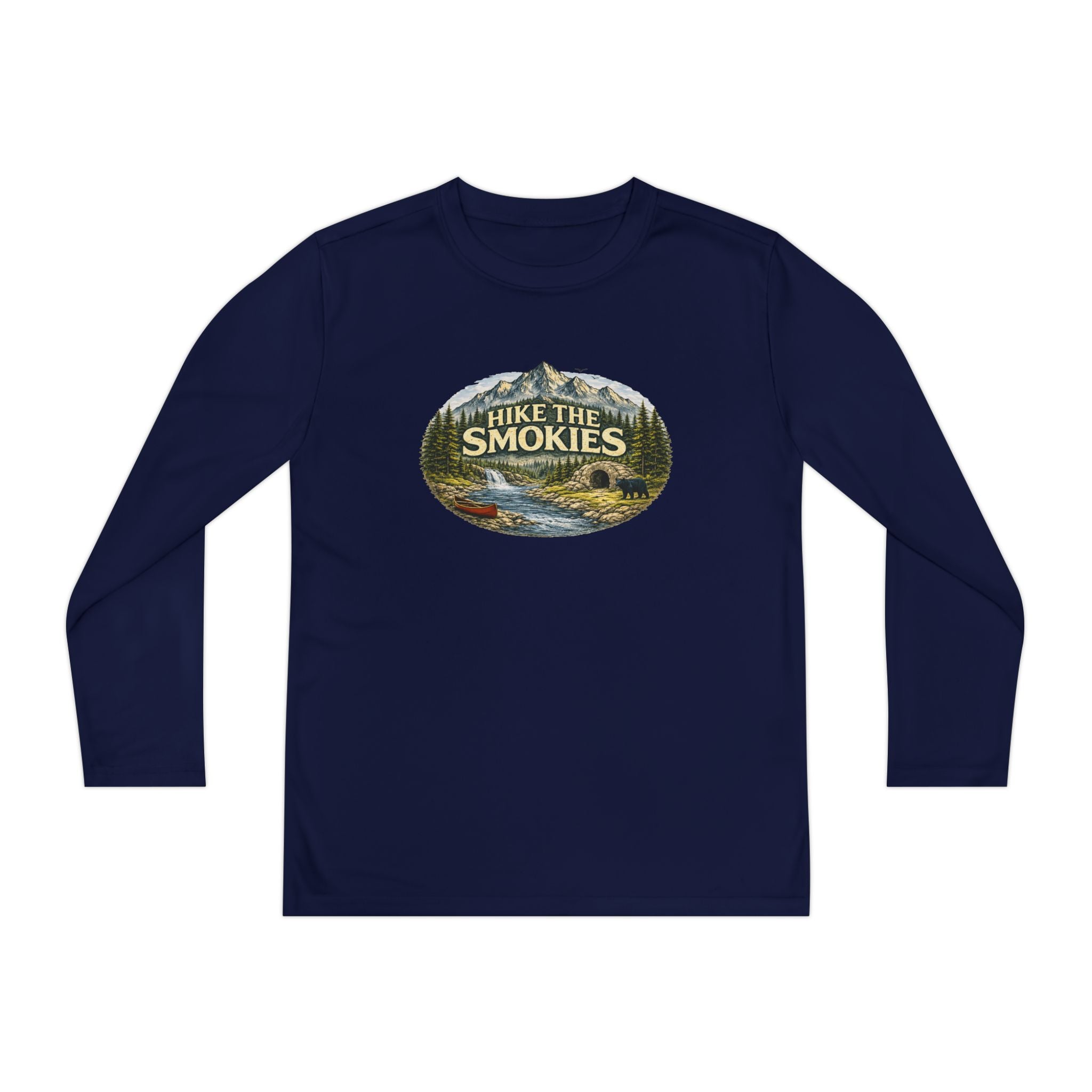 Youth Long Sleeve Tee — "Hike the Smokies" Nature Graphic