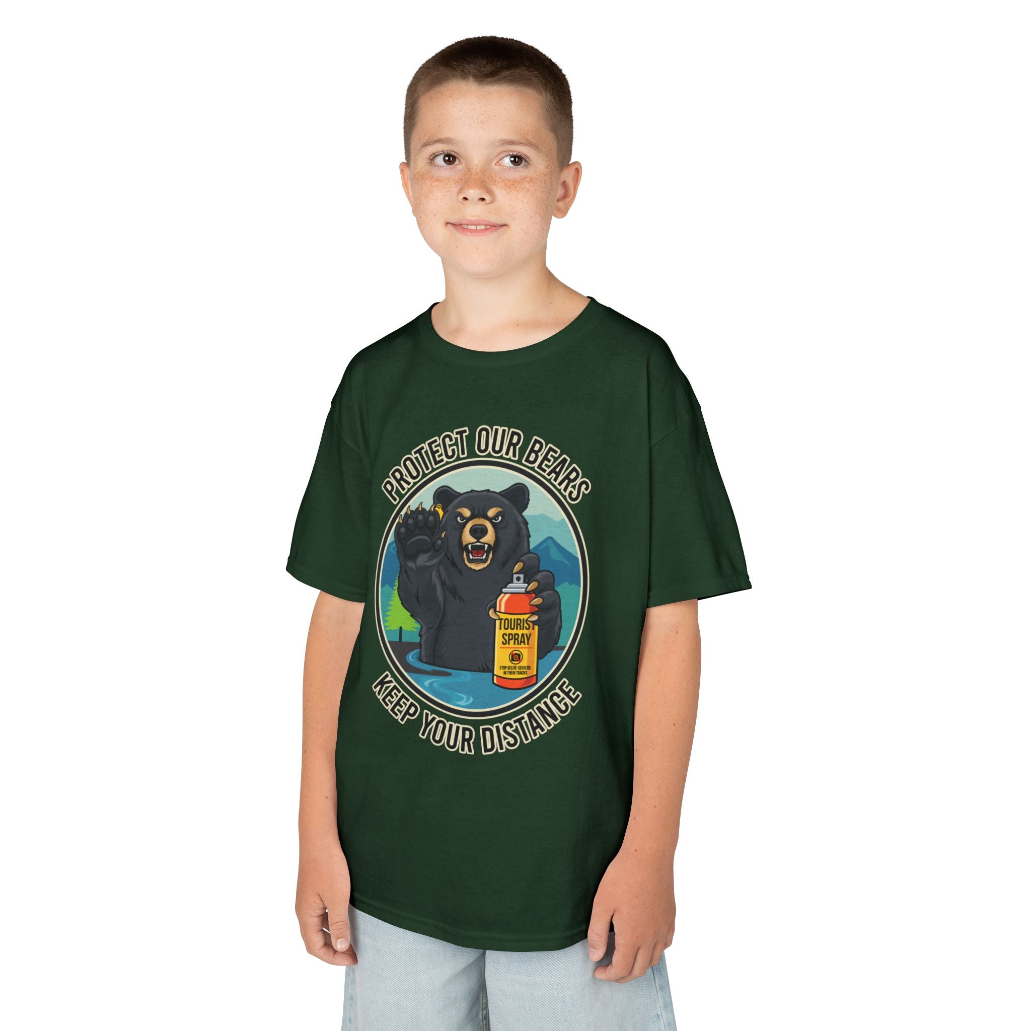 Kids T‑Shirt — "Protect Our Bears, Keep Your Distance" Cute Bear Conservation Tee