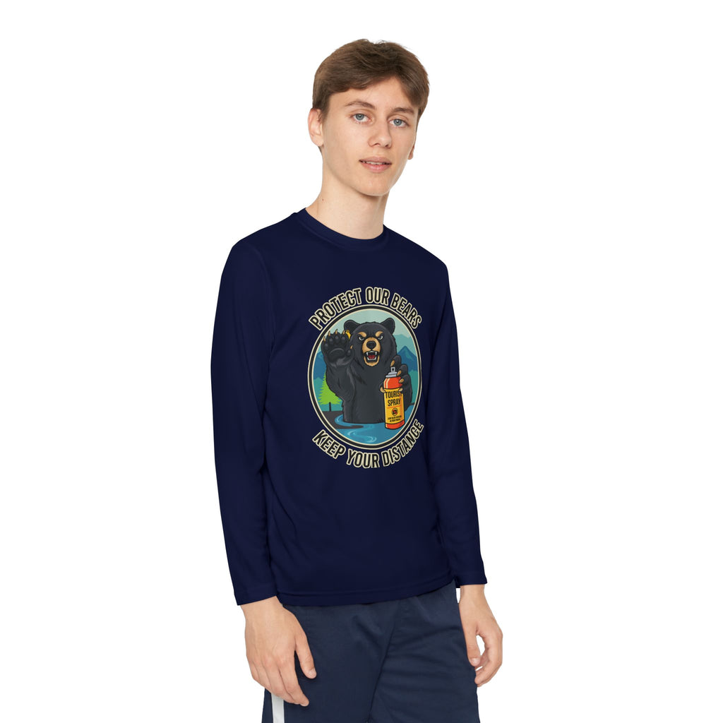 Youth Long Sleeve Tee — "Protect Our Bears, Keep Your Distance" Wildlife Conservation Shirt