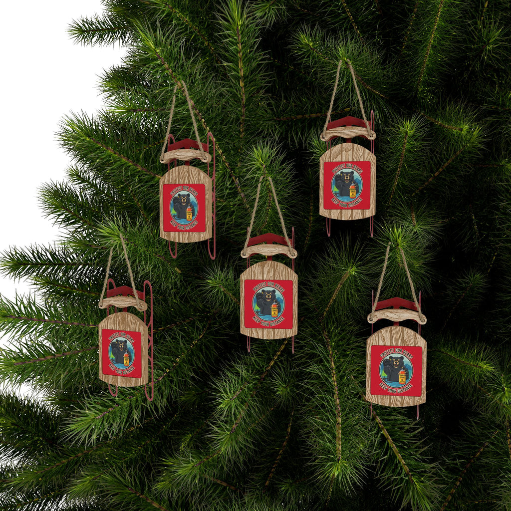 Smoky Mountain Black Bear Ornament — 'Keep Your Distance' Sled Ornament