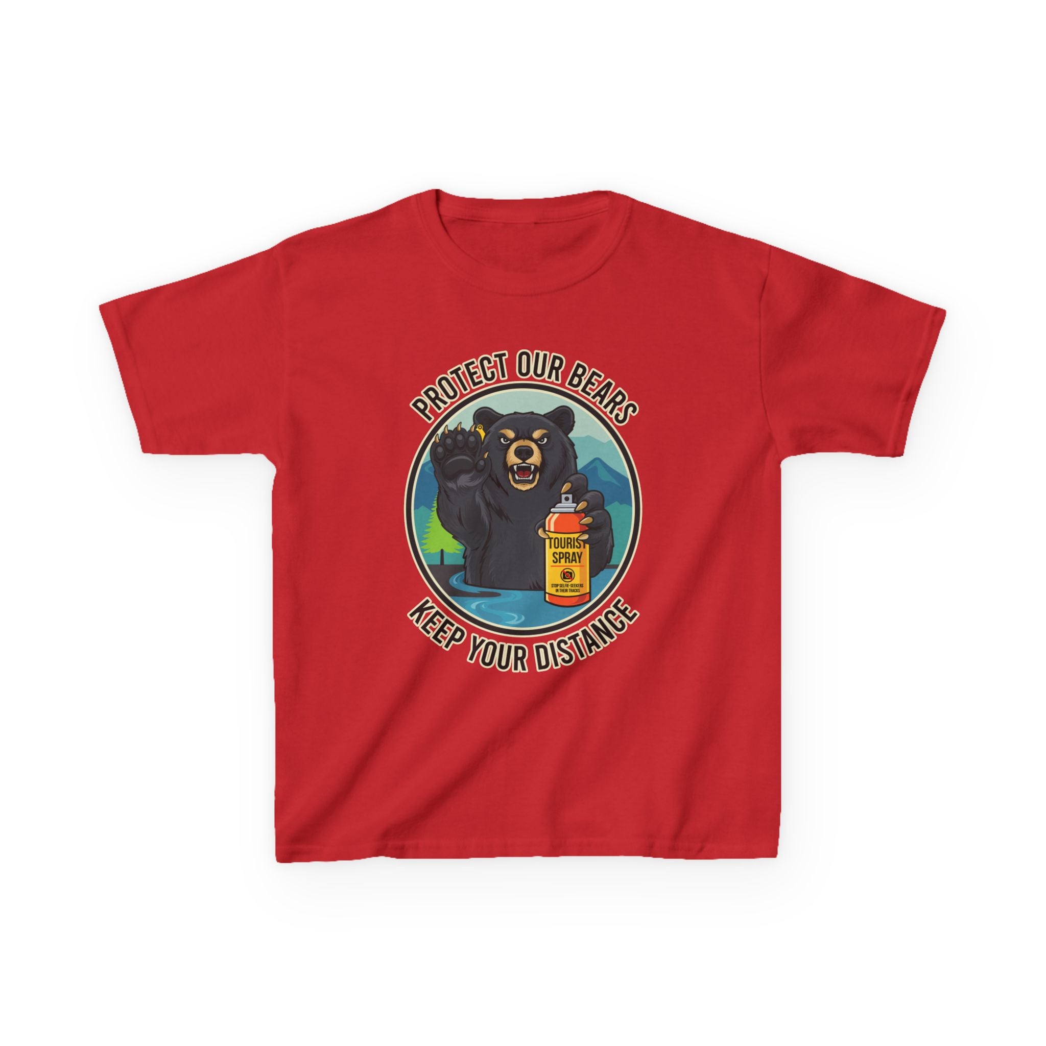 Kids T‑Shirt — "Protect Our Bears, Keep Your Distance" Cute Bear Conservation Tee