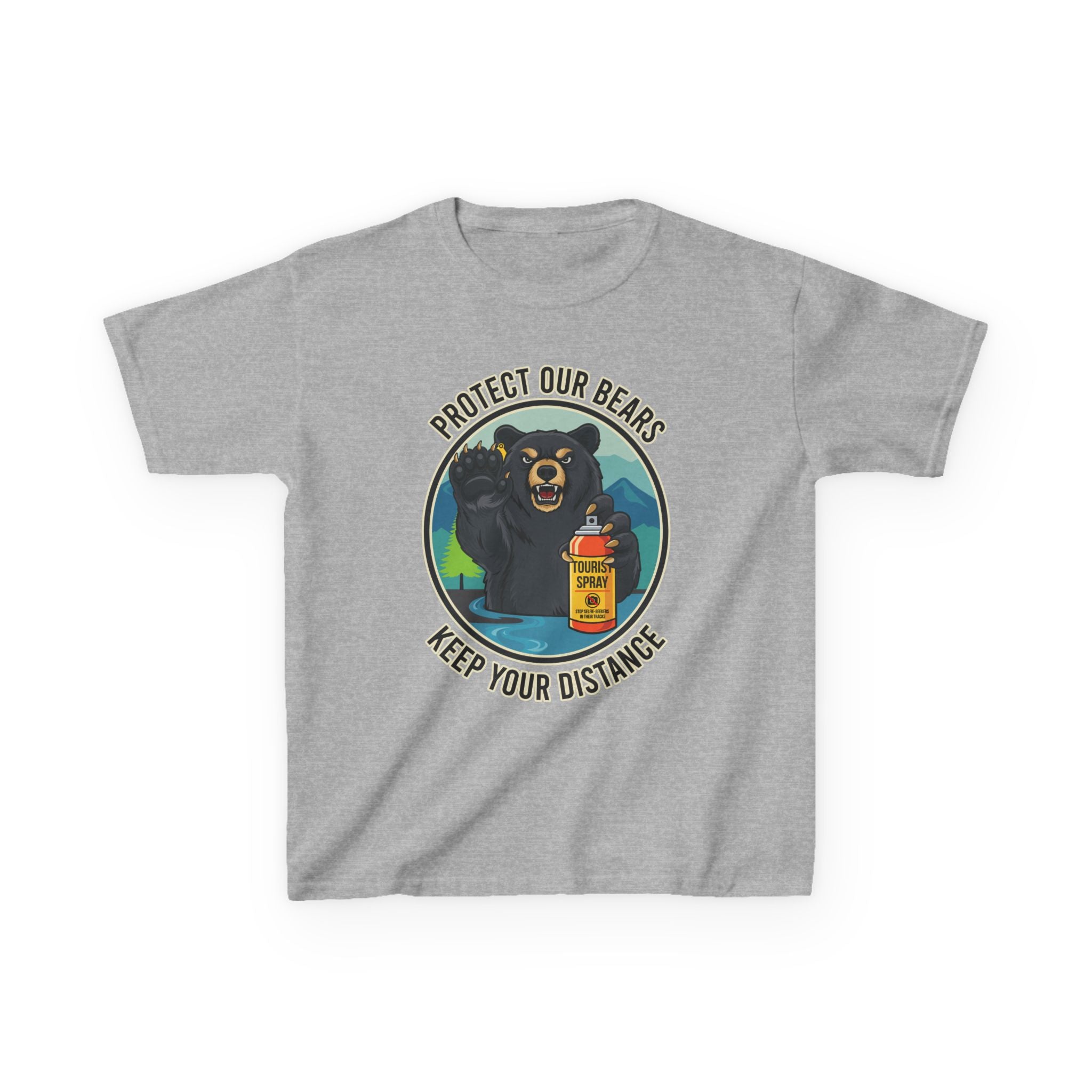 Kids T‑Shirt — "Protect Our Bears, Keep Your Distance" Cute Bear Conservation Tee