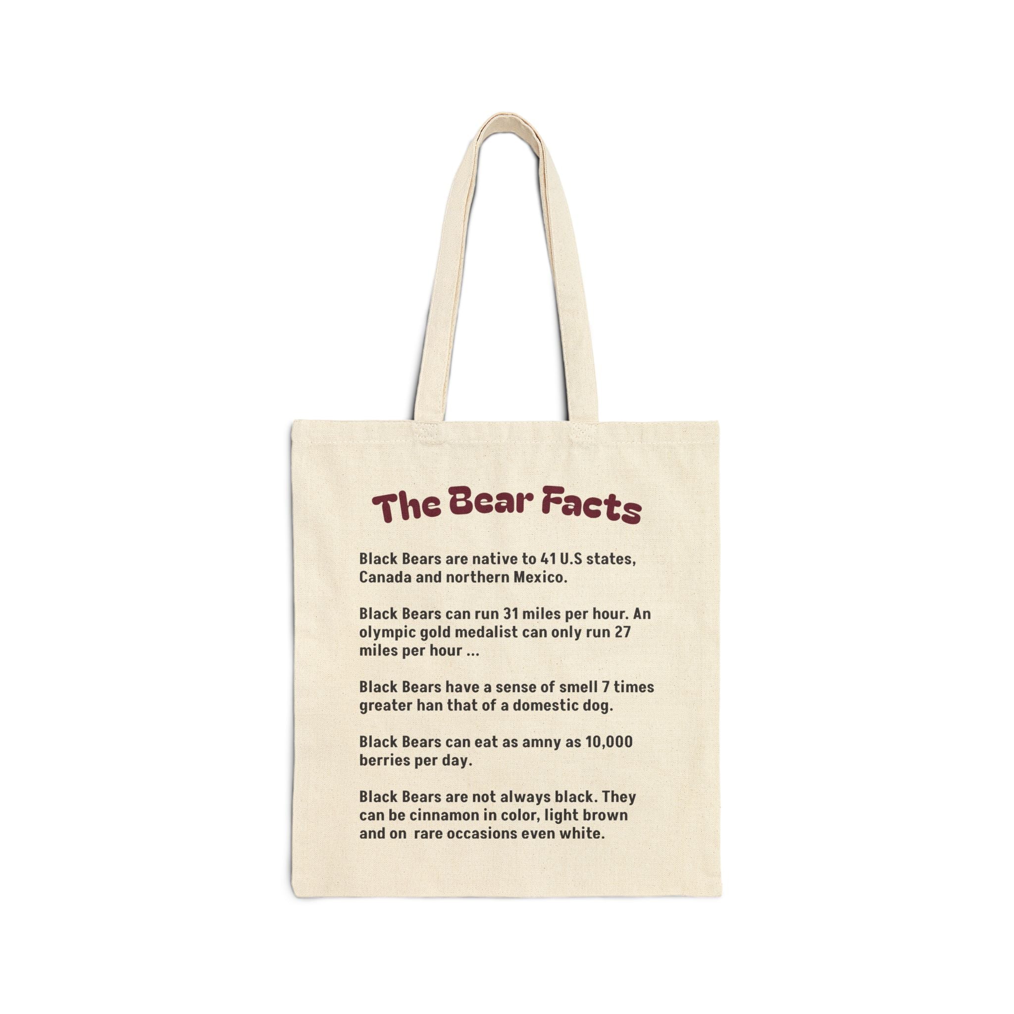 Tote Bag — "The Bear Facts" Educational Canvas Tote (Wildlife Facts, Nature Lover Gift)