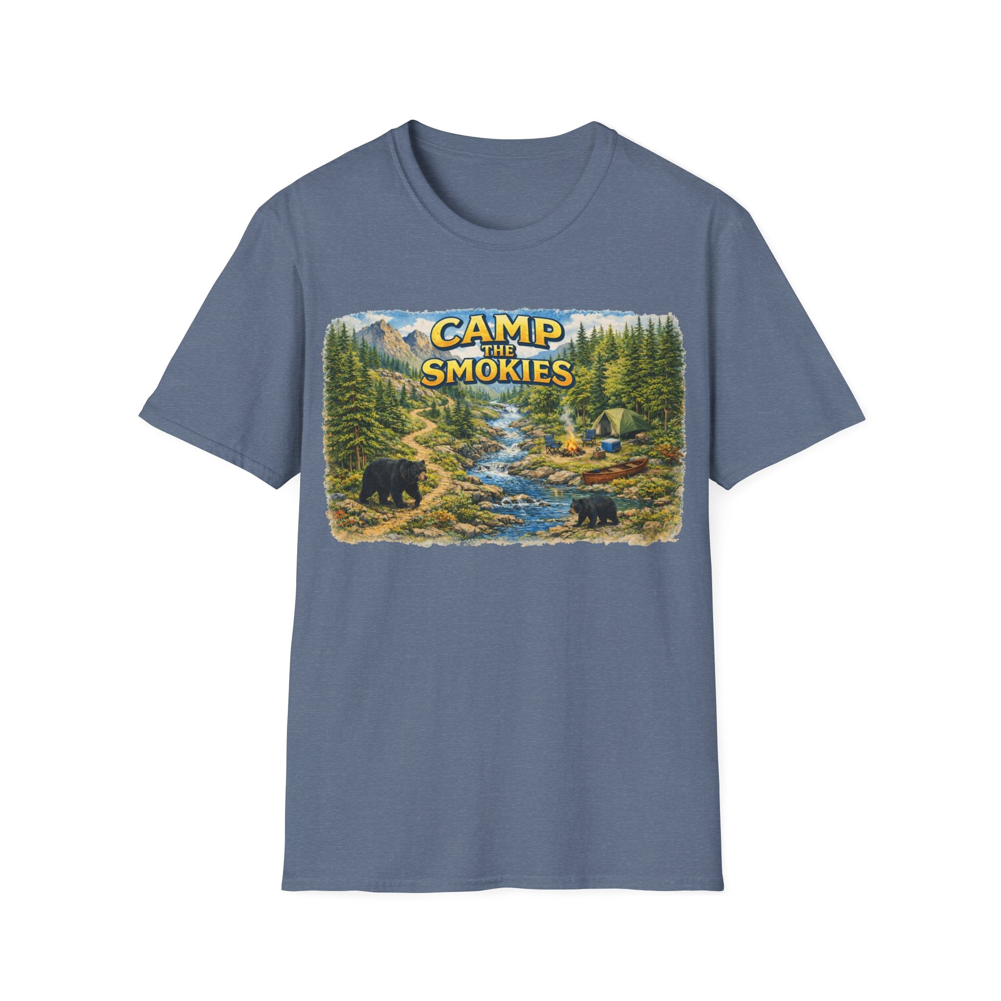 Camp the Smokies Unisex T-Shirt – Rustic Mountain Camping Graphic Tee