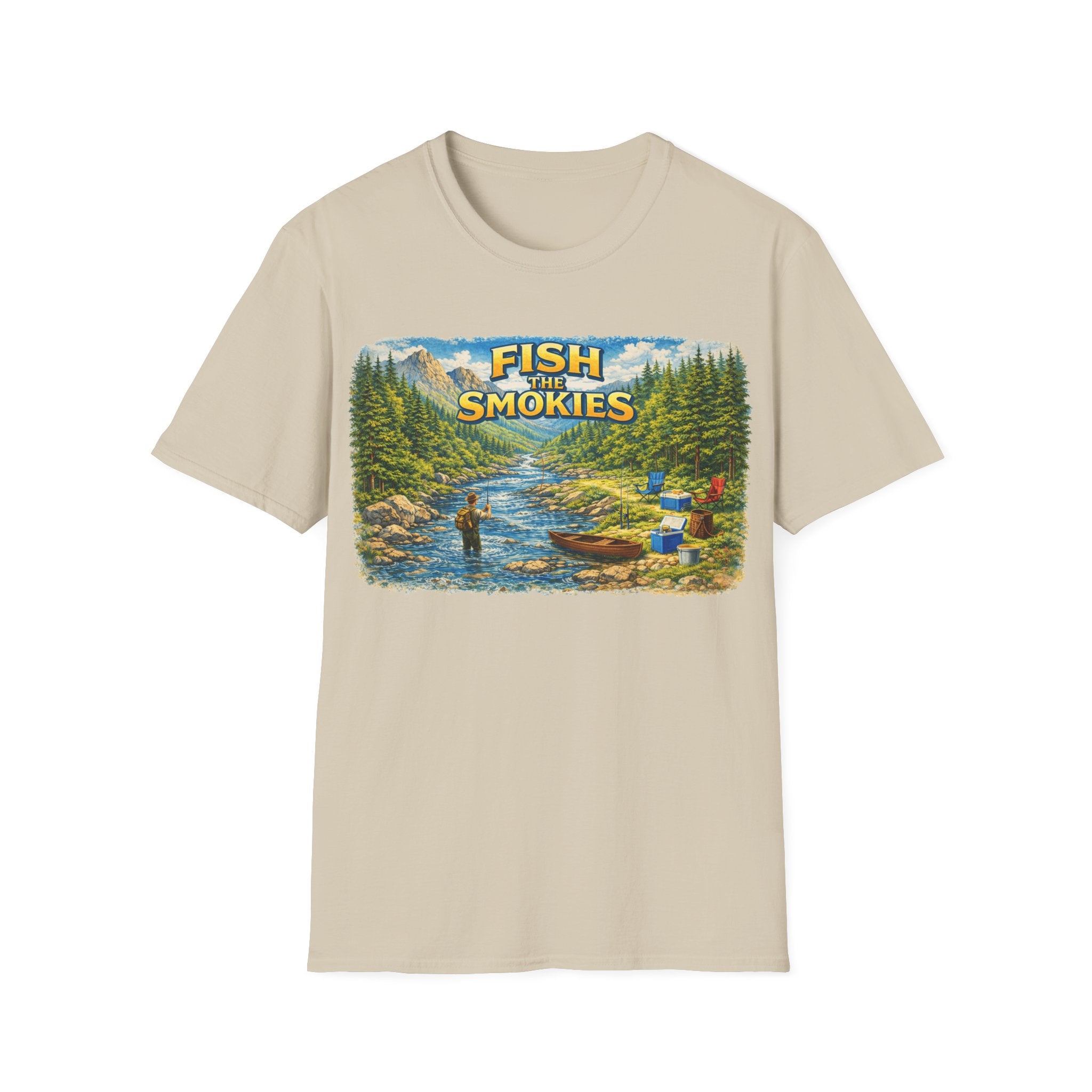 Fish the Smokies Unisex T-Shirt — Scenic Fishing River Graphic Tee